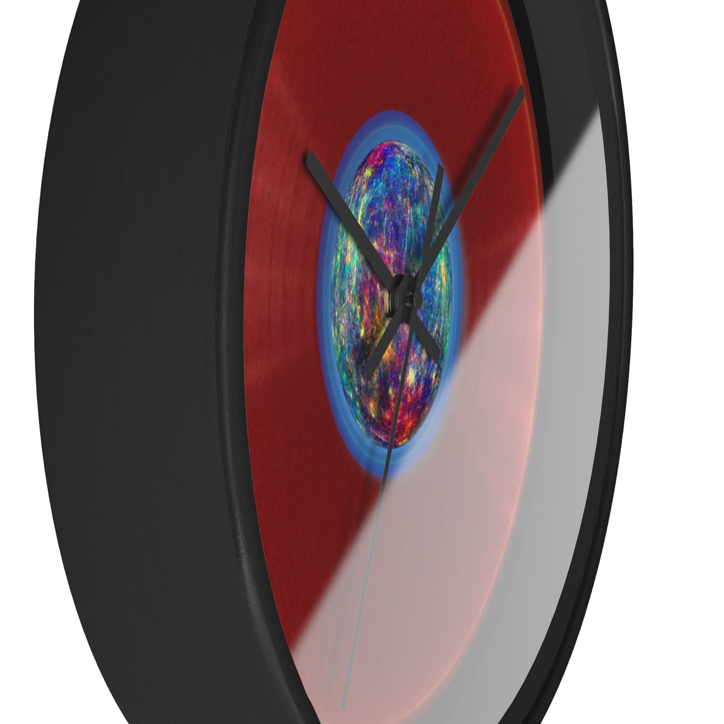 Lumpy Wall Clock - "Donuts of the Gods" - variant 1 - red vivid donut w/black background