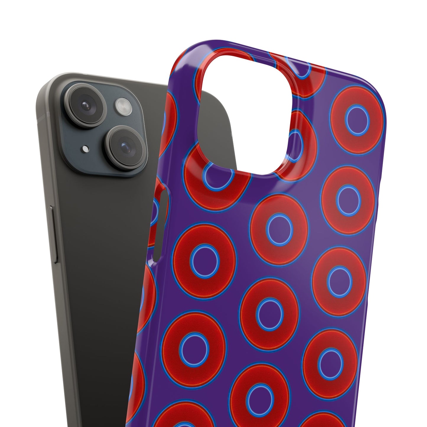 Lumpy Donut Snap Case - red vivid donut print w/dark purple background
