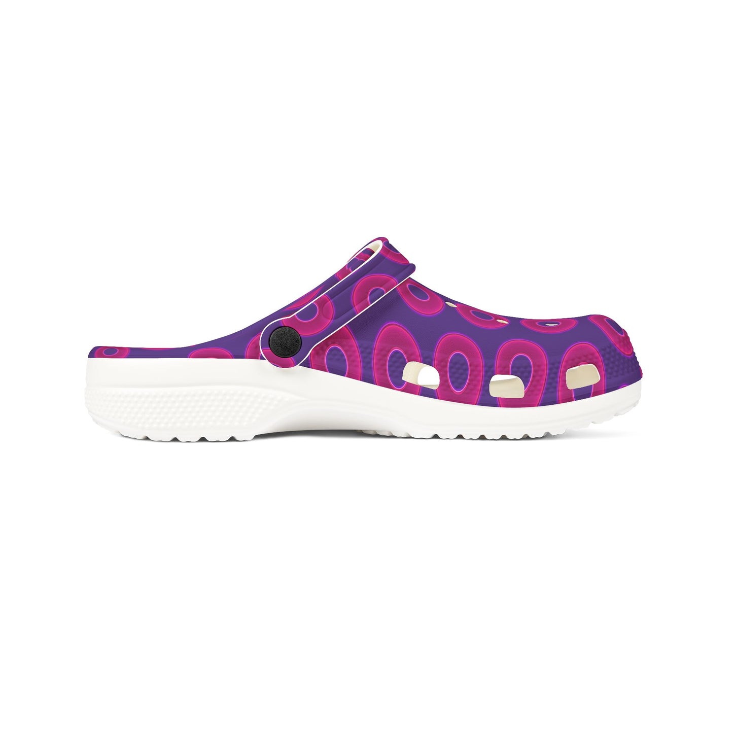 Spatchcocks - donut slip-on shoes - vivid magenta donuts w/dark purple background [unisex]