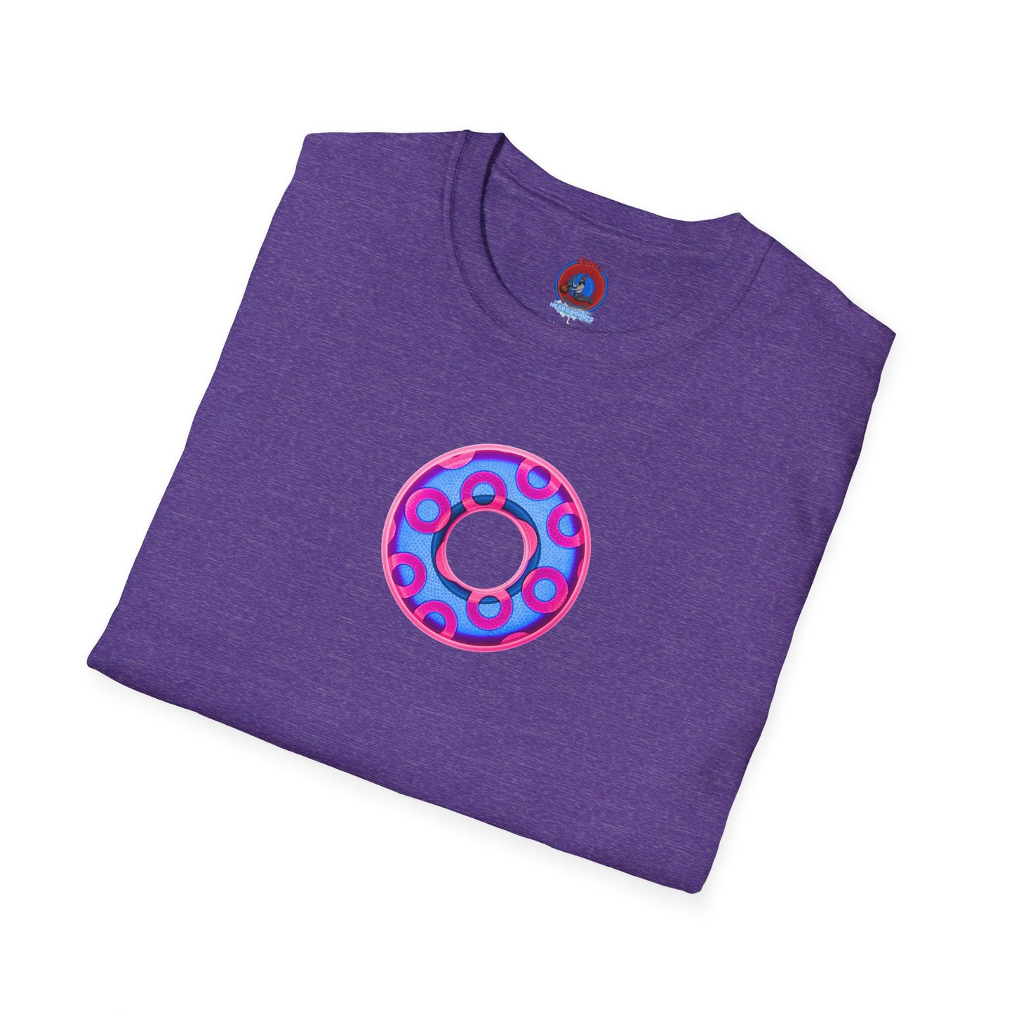 Plain Donuts/Unisex Soft-Style - "Plain Rustic Paradoxical Donuts" - light blue/magenta donuts