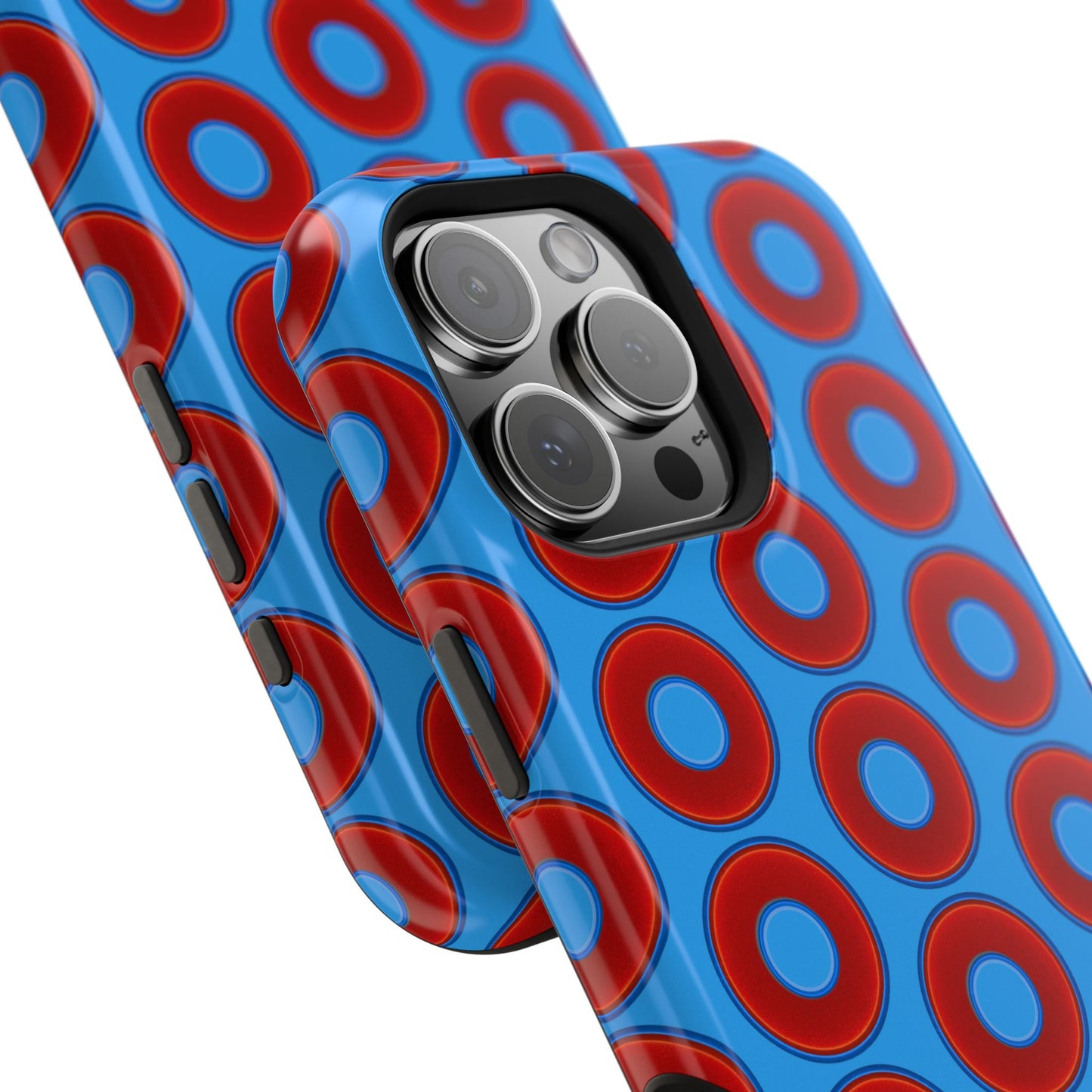 Magnetic Tough Donut Case - red vivid donut print w/sky royal blue background