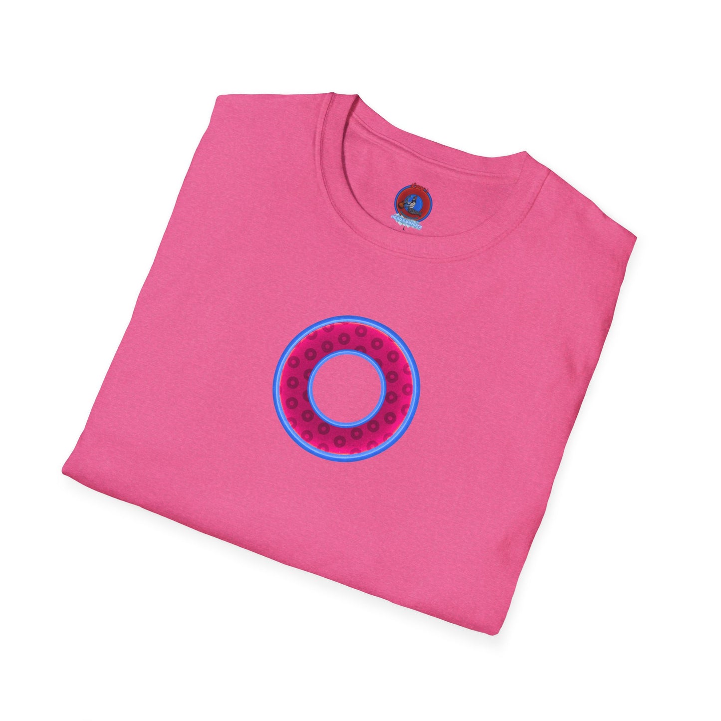 Plain Donuts/Unisex Soft-Style - "Plain Wide Mouthed Paradoxical Donuts" - bright magenta/light blue royal blue donuts