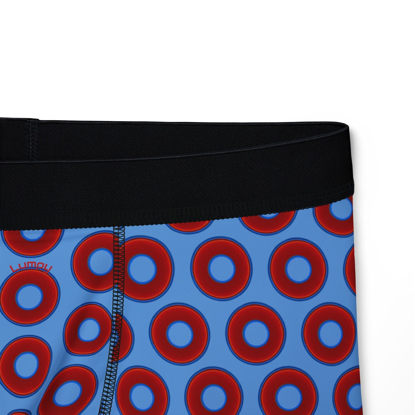 Men's Donut Boxers - red vivid donuts w/light blue background