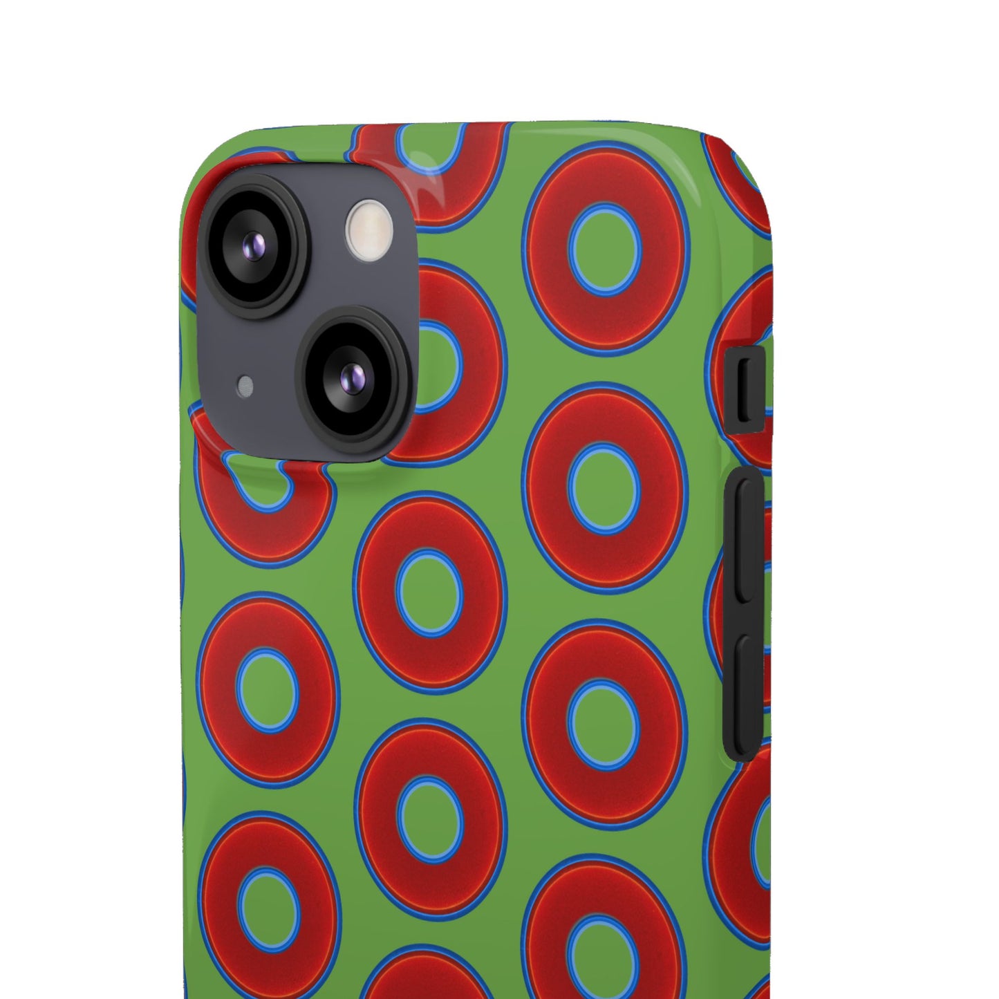 <Lumpy Donut Snap Case - red vivid donut print w/light green background