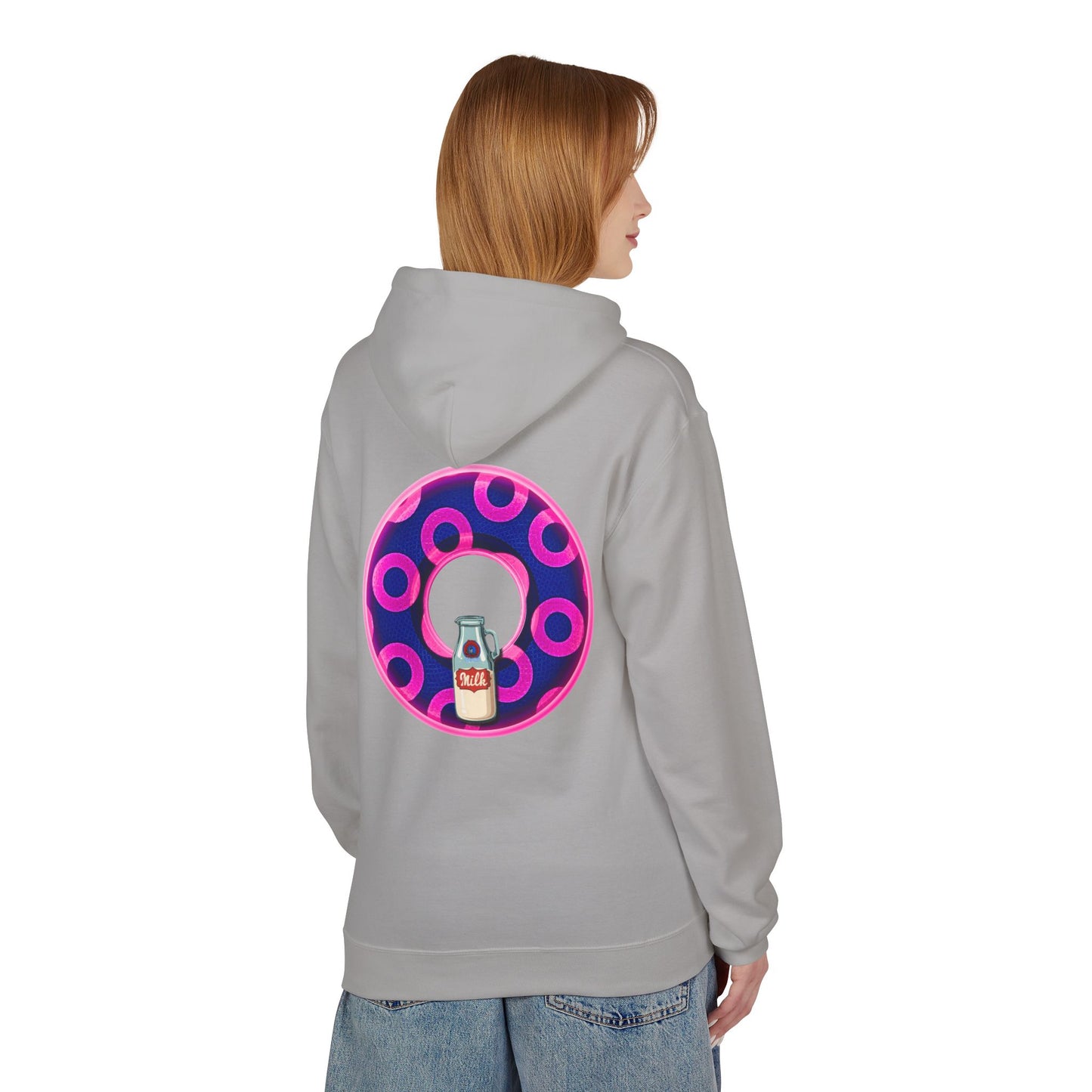 Fleece Harry Hoodies [Midweight Soft-style] - "Wooked Cream Dairy - YEMSG Donut" - blue/magenta rustic paradox donut - variant 5