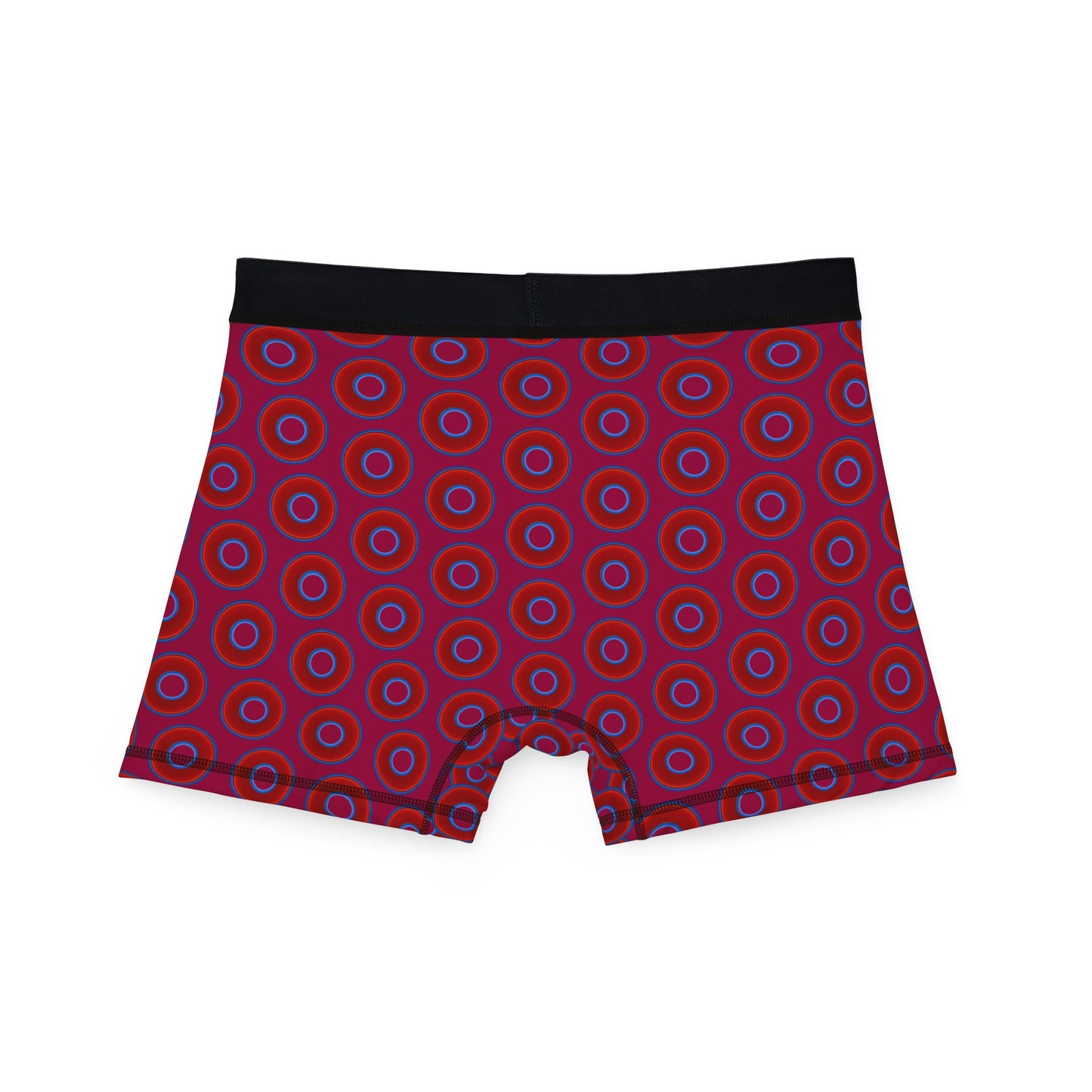 Men's Donut Boxers - red vivid donuts w/dark magenta background