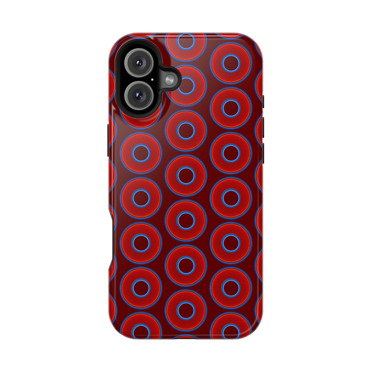 Magnetic Tough Donut Case - red vivid donut print w/dark red background