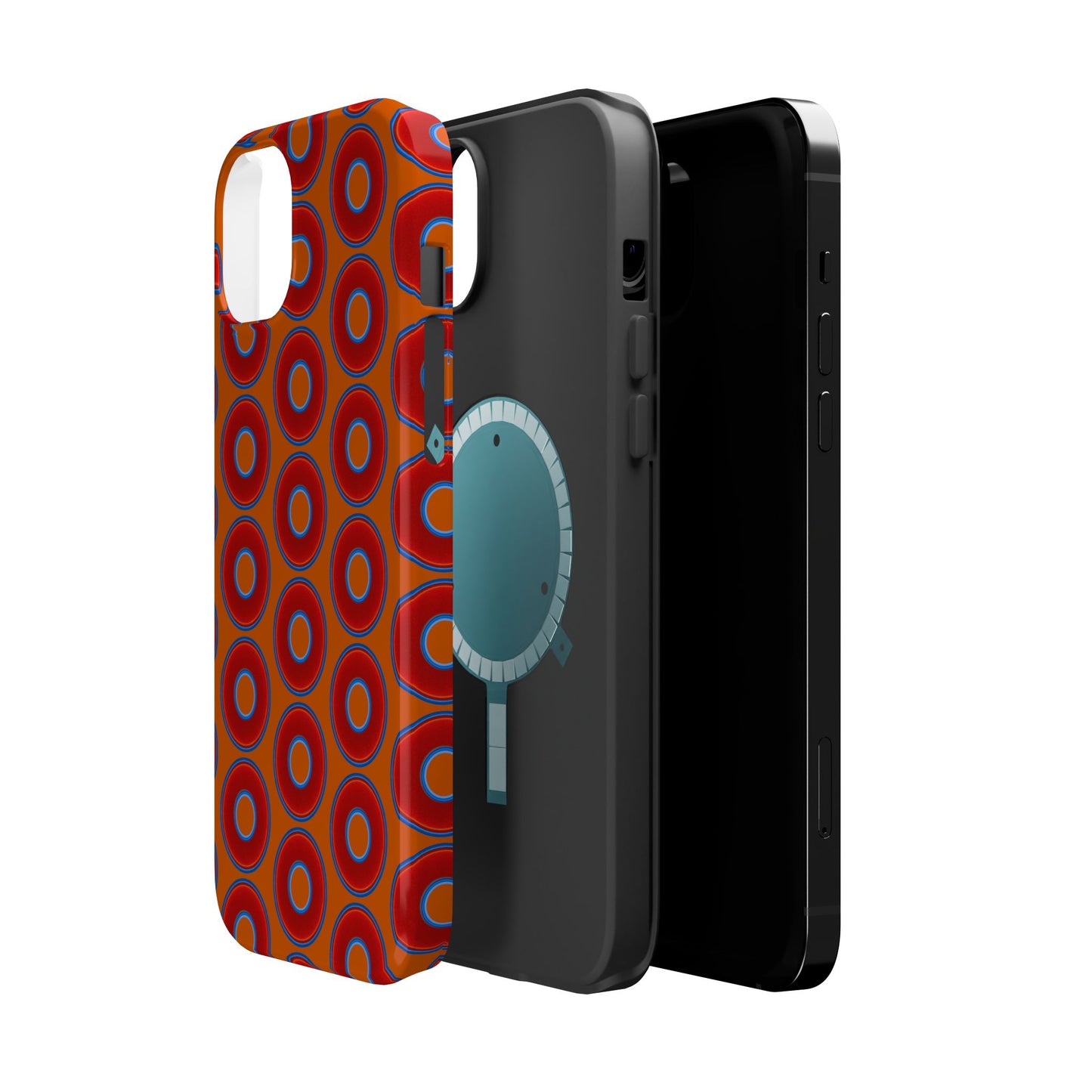 Magnetic Tough Donut Case - red vivid donut print w/dark orange background