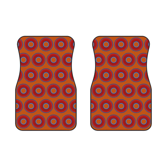 Contacted Car Mats - Set of 2/Front - vivid donut print w/dark orange background
