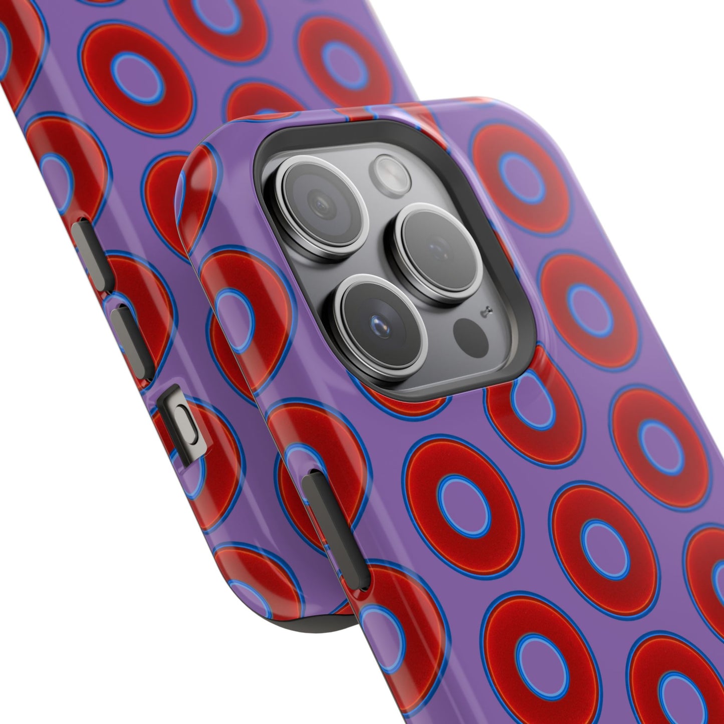 Impact-Resistant Lumpy Donut Case - red vivid donut print w/light purple background