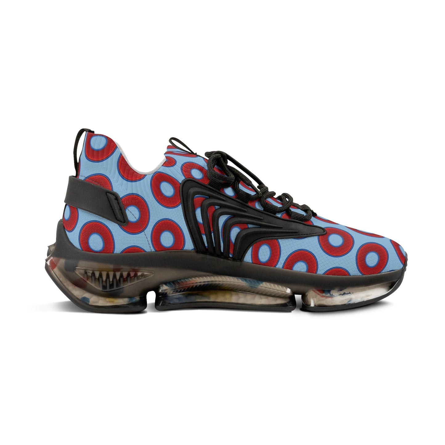 Donut Kicks - red vivid donut print w/sky blue background