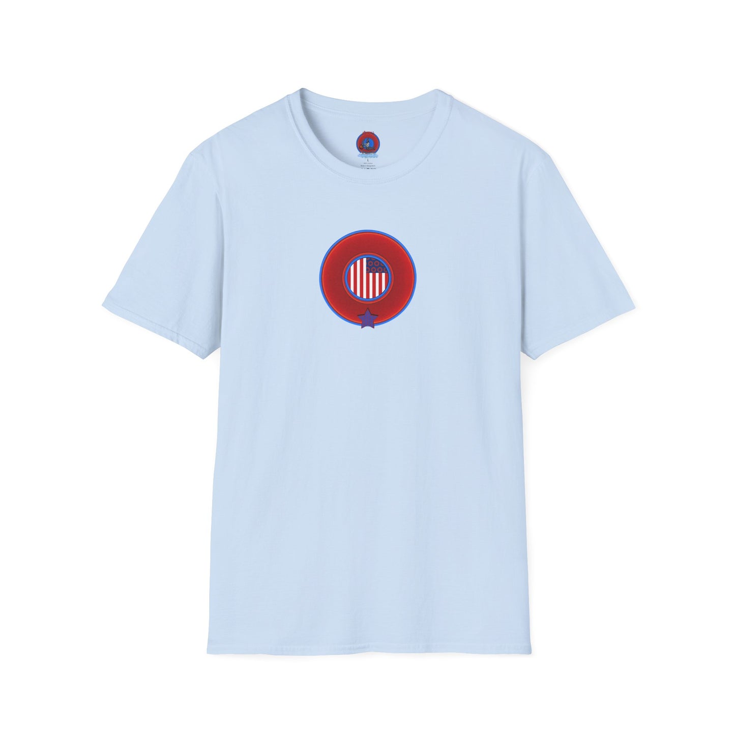 Classic Donut Tee - Unisex Soft-Style - "One Indivisible Donut" - vivid red phreedom donut - w/star - variant 2