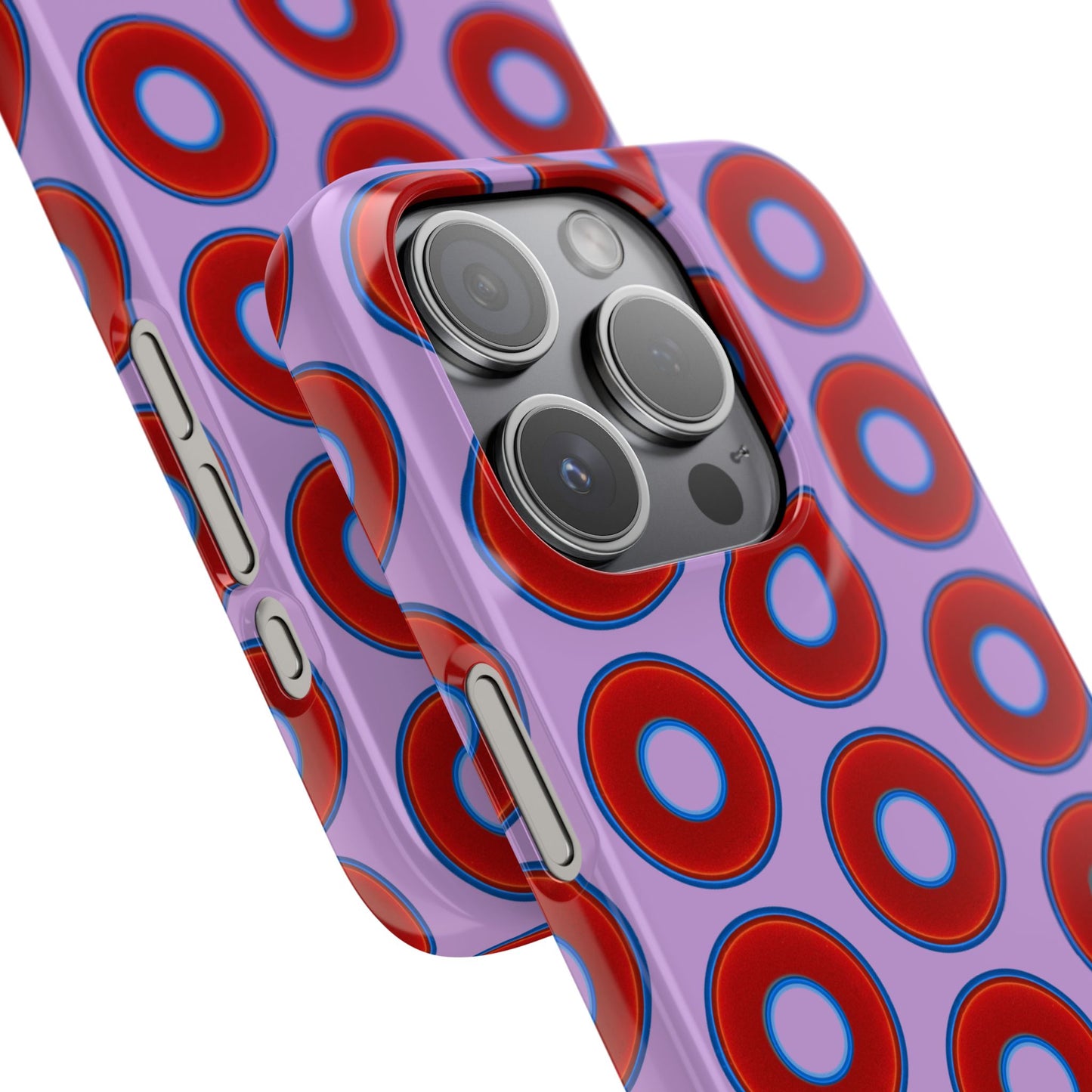 Lumpy Donut Snap Case - red vivid donut print w/wisteria purple background