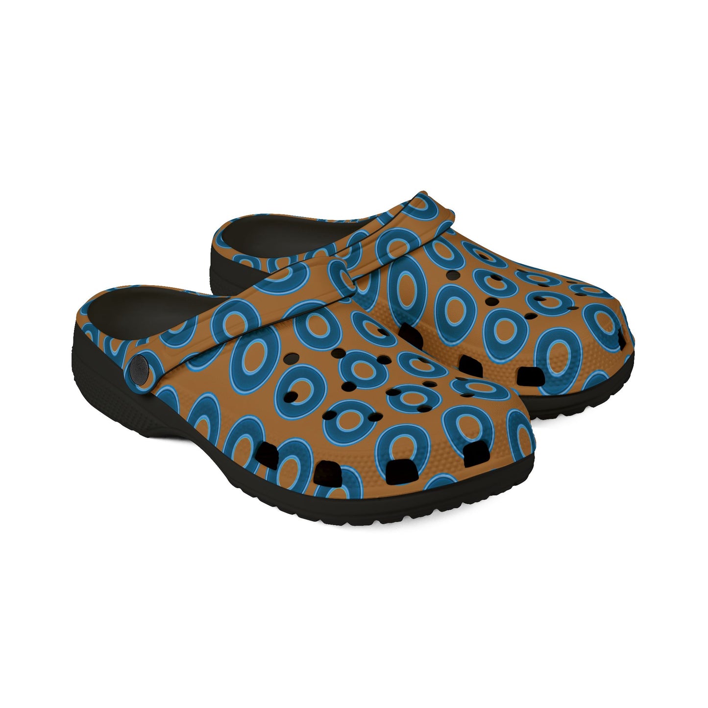 Spatchcocks - donut slip-on shoes - blue rustic donuts w/light brown background [unisex]