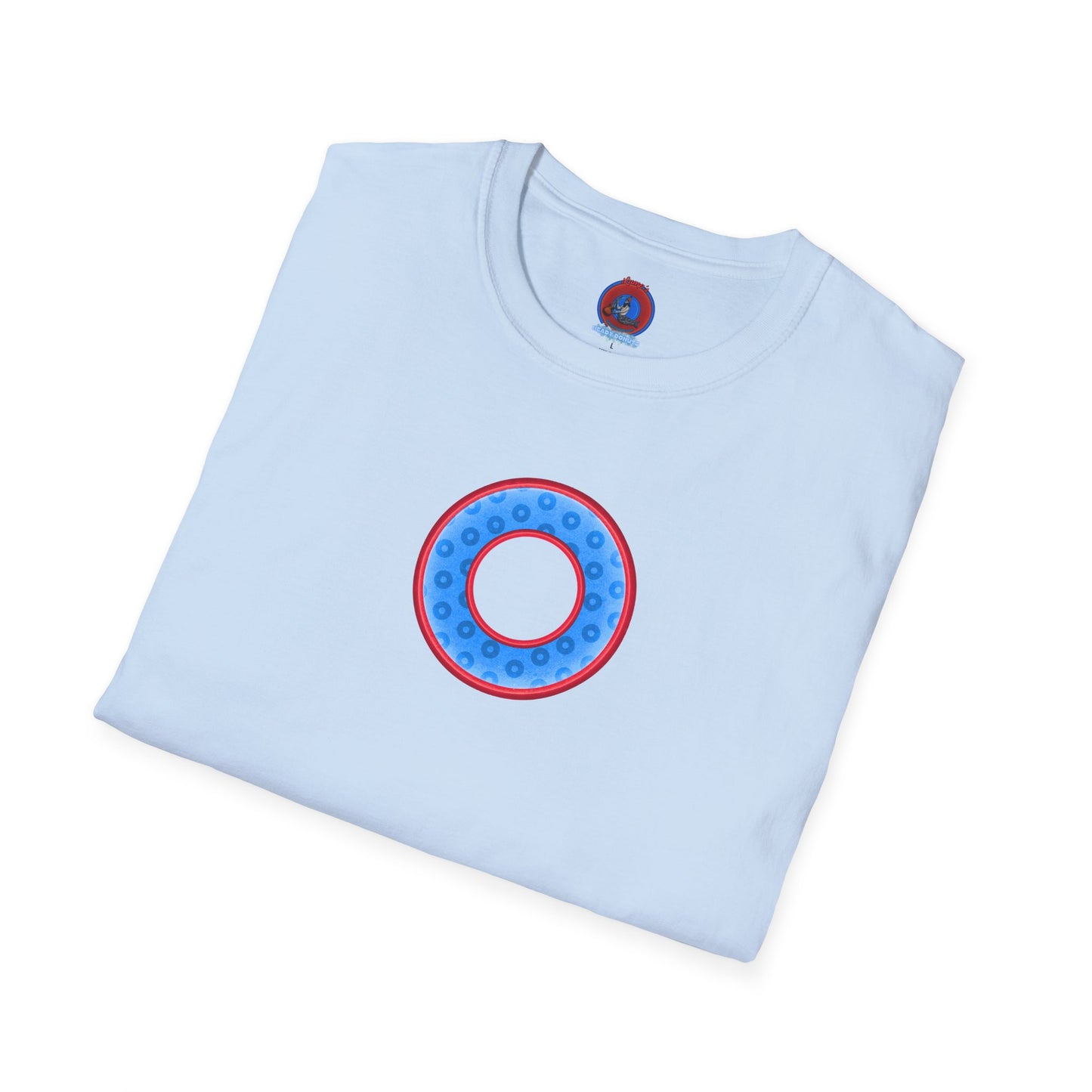 Plain Donuts/Unisex Soft-Style - "Plain Wide Mouthed Paradoxical Donuts" - light blue/red donuts