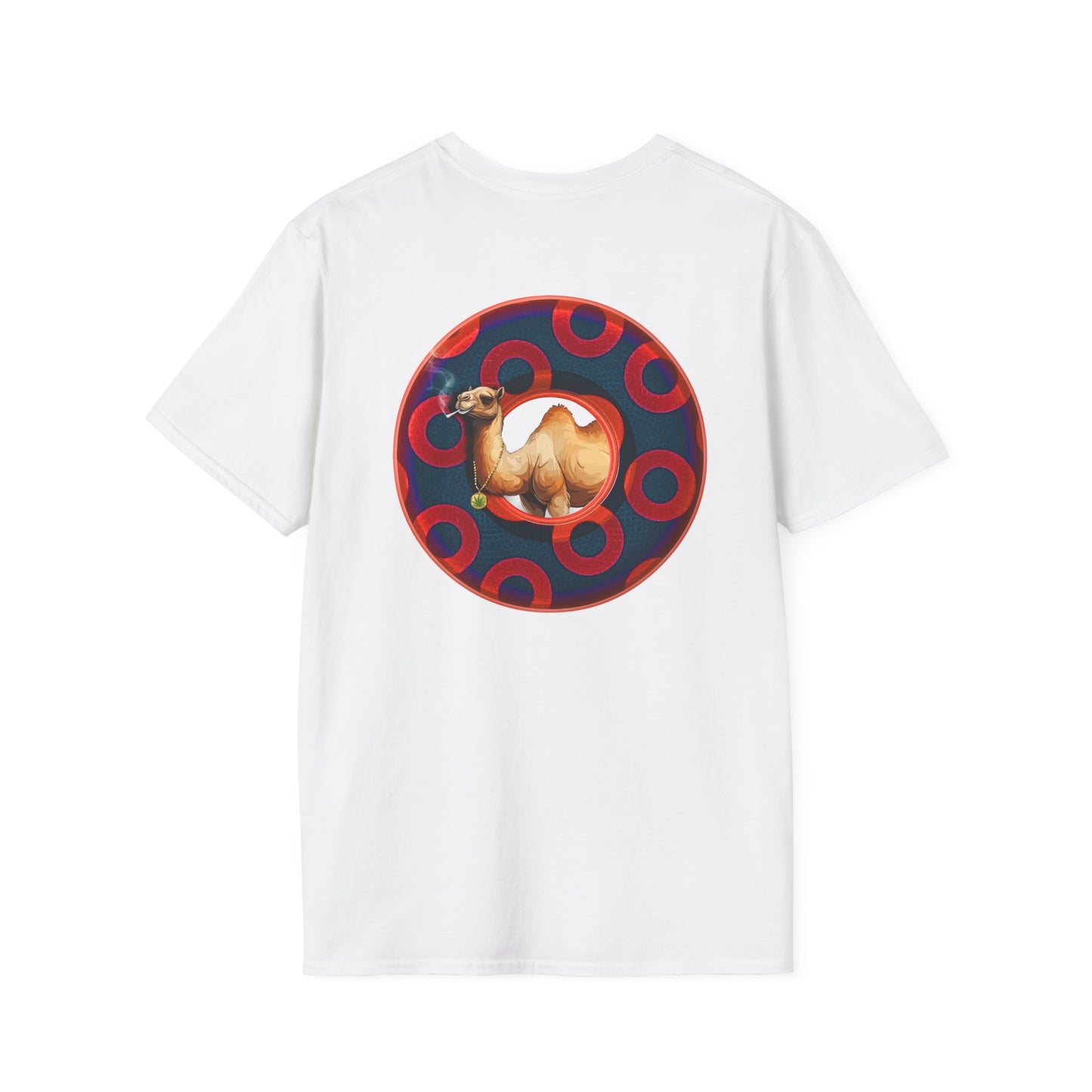 Classic Donut Tee - Unisex Soft-Style - "Joe Camel's Super Cool Donut" - rustic paradox donut - dark navy/red donuts