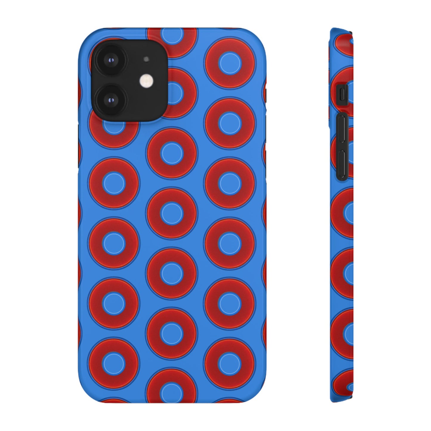 Lumpy Donut Snap Case - red vivid donut print w/light royal blue background