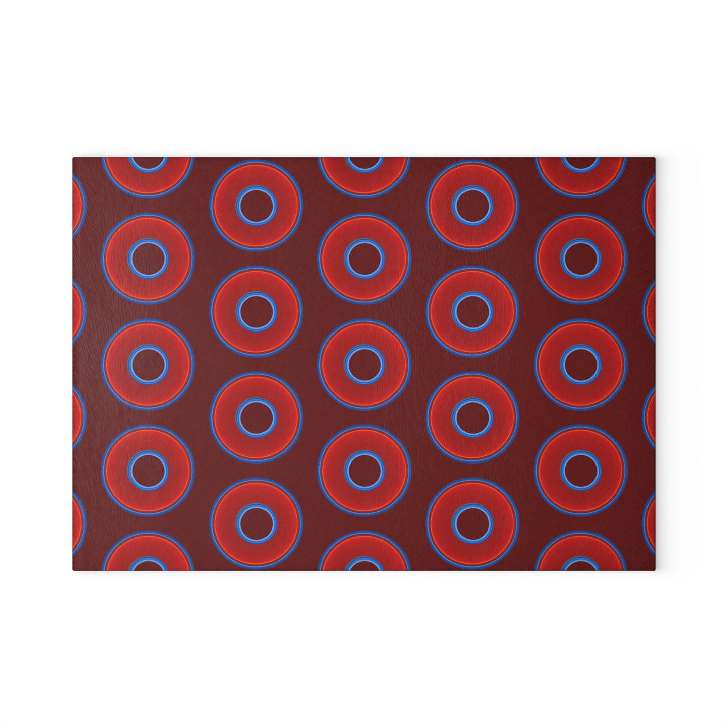My Friend's Cutting Board - vivid red donuts w/dark red background
