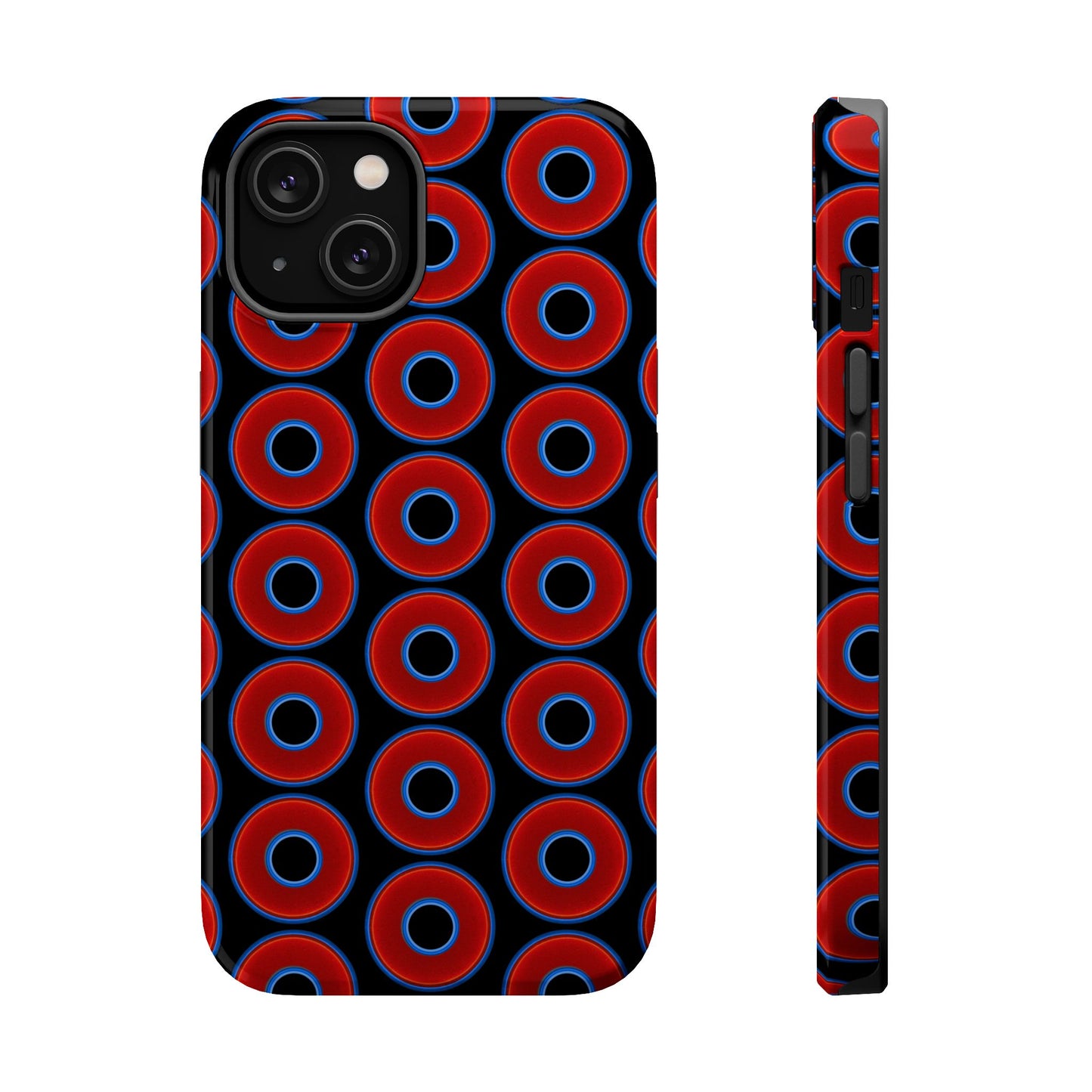 Magnetic Tough Donut Case - red vivid donut print w/black background