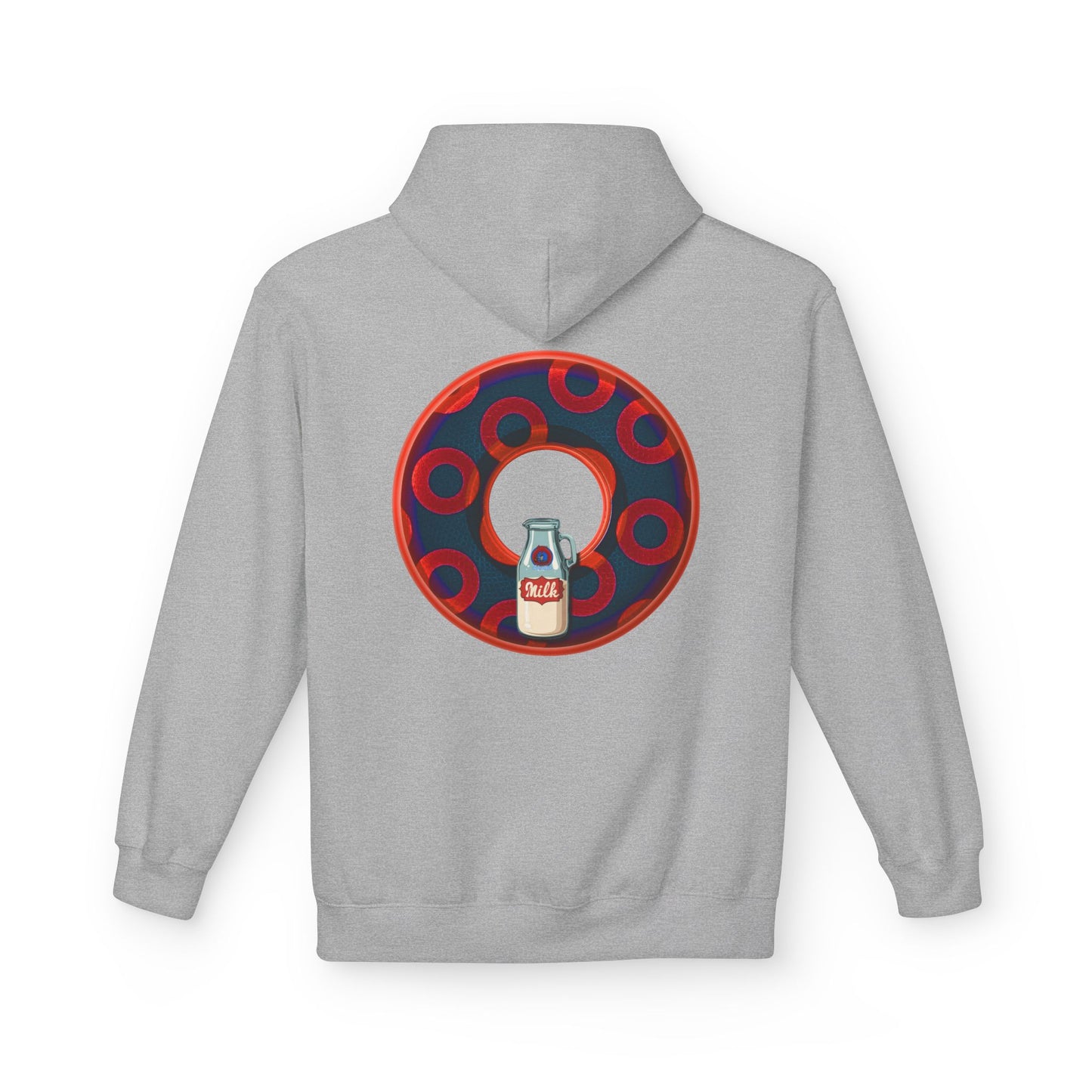 Fleece Harry Hoodies [Midweight Soft-style] - "Wooked Cream Dairy - YEMSG Donut" - navy blue/red rustic paradox donut - variant 3