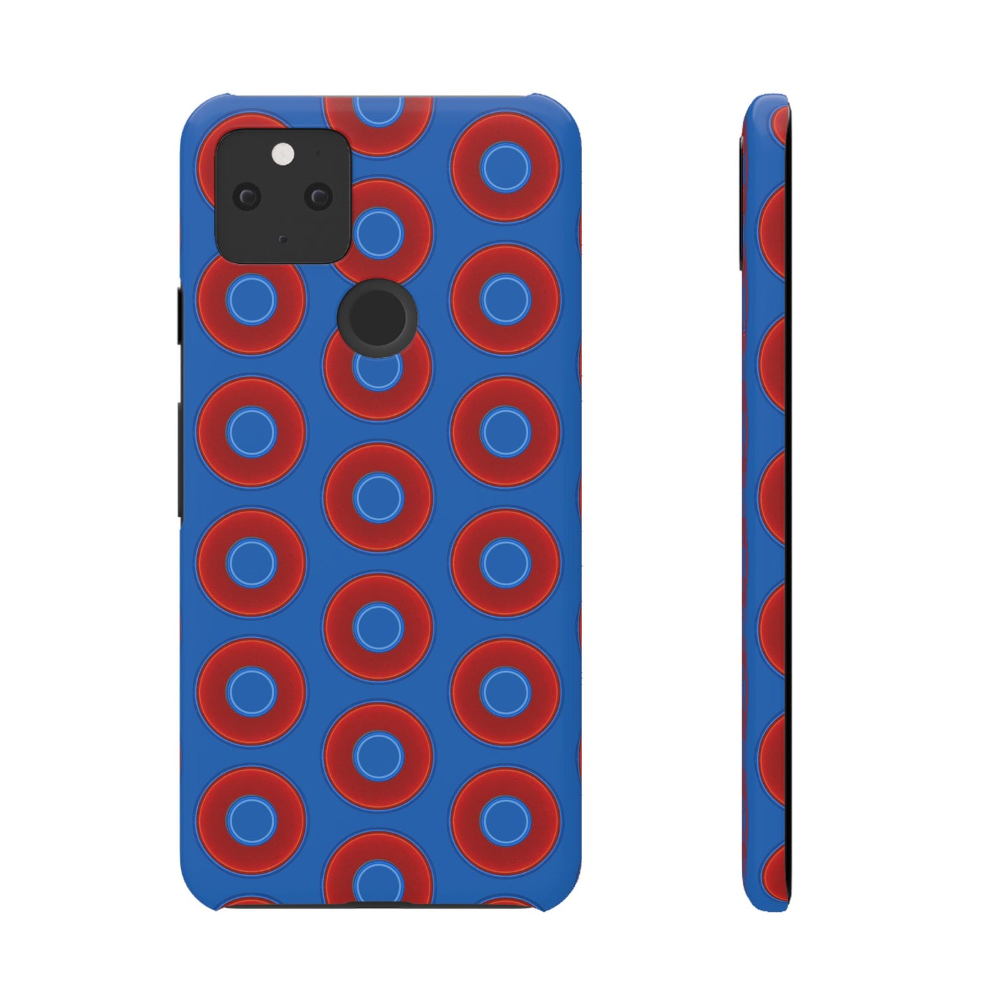 Lumpy Donut Snap Case - red vivid donut print w/dark royal background