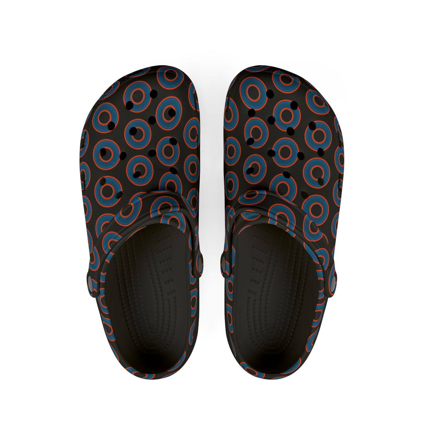 Spatchcocks - donut slip-on shoes - blue rustic donuts w/black background [unisex]