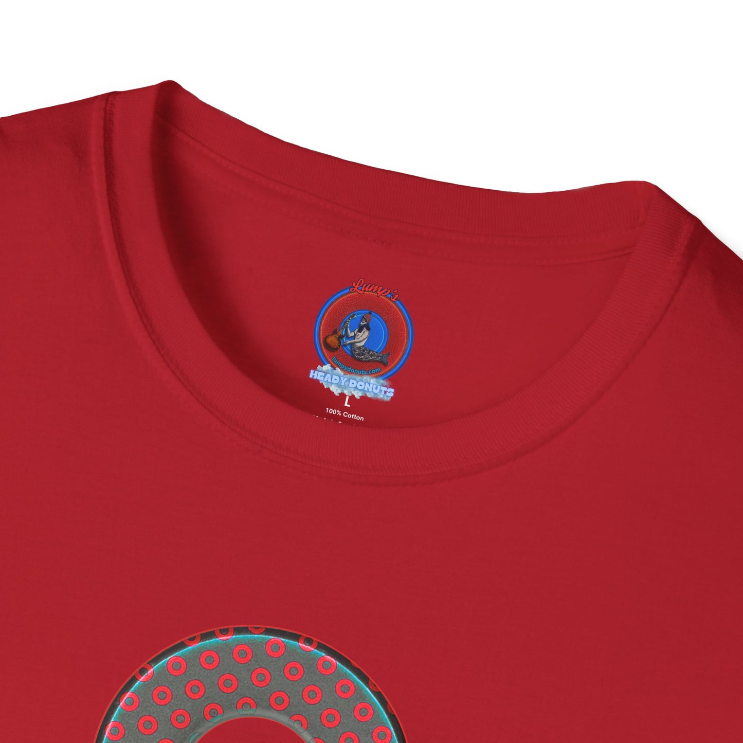 Plain Donuts/Unisex Soft-Style - "Plain Electric Paradoxical Donuts" - dark teal/red donuts