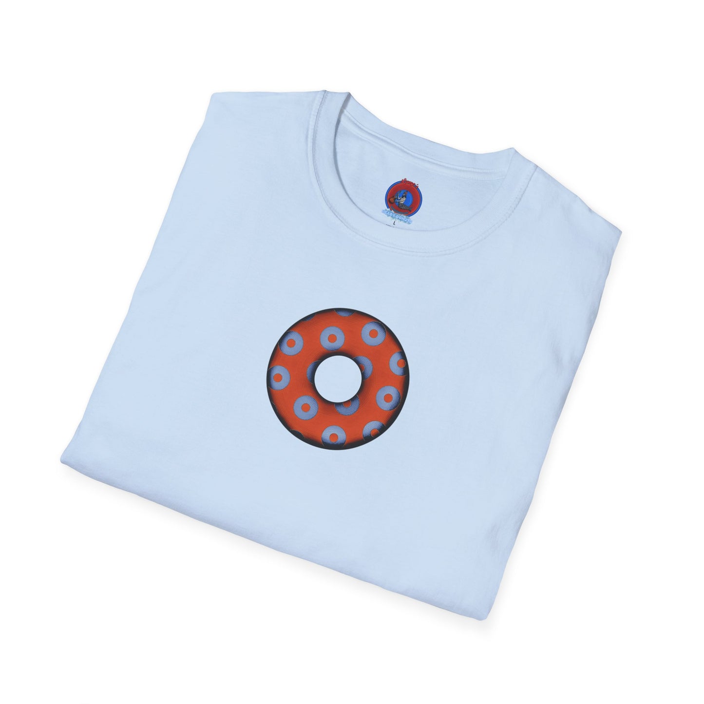 Plain Donuts/Unisex Soft-Style - "Plain Blimpy Paradoxical Donuts" - light blue/orange donuts