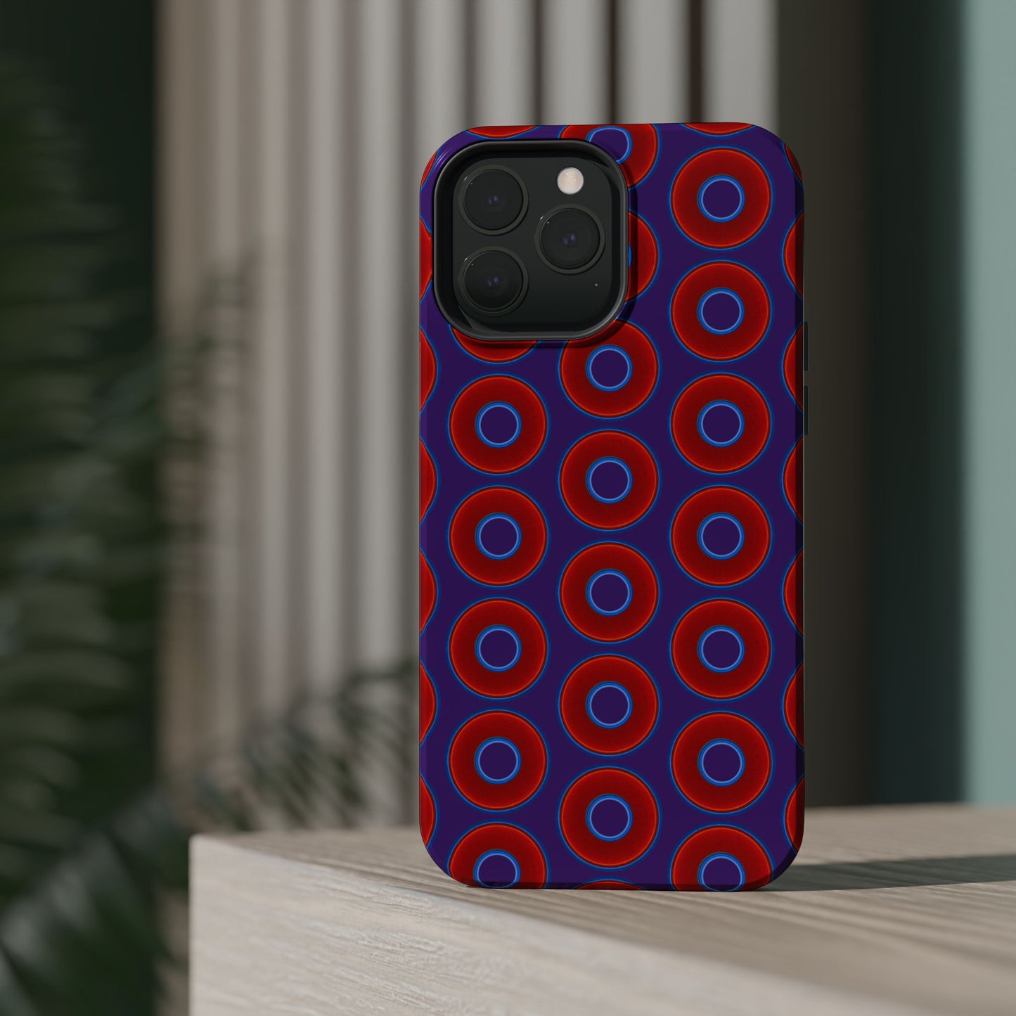 Magnetic Tough Donut Case - red vivid donut print w/purple background