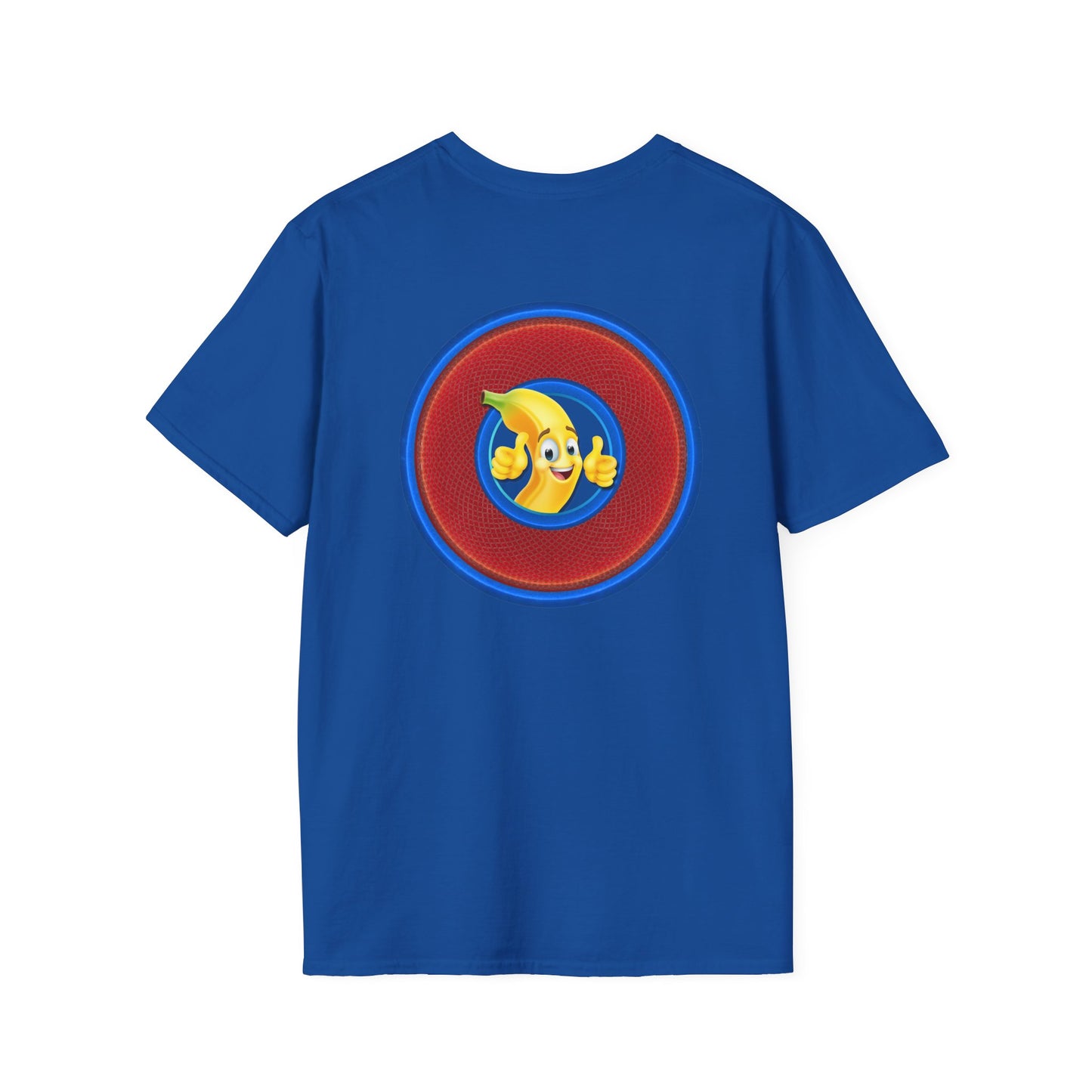 Classic Donut Tee - Unisex Soft-Style - "Dis sheet, it's bananas!" - series 1.0 - variant 6 - traditional red/blue donut