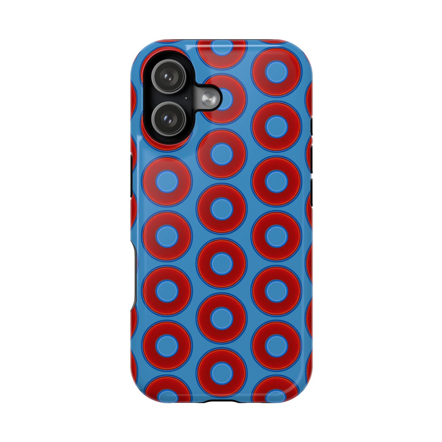 Magnetic Tough Donut Case - red vivid donut print w/light steel blue background