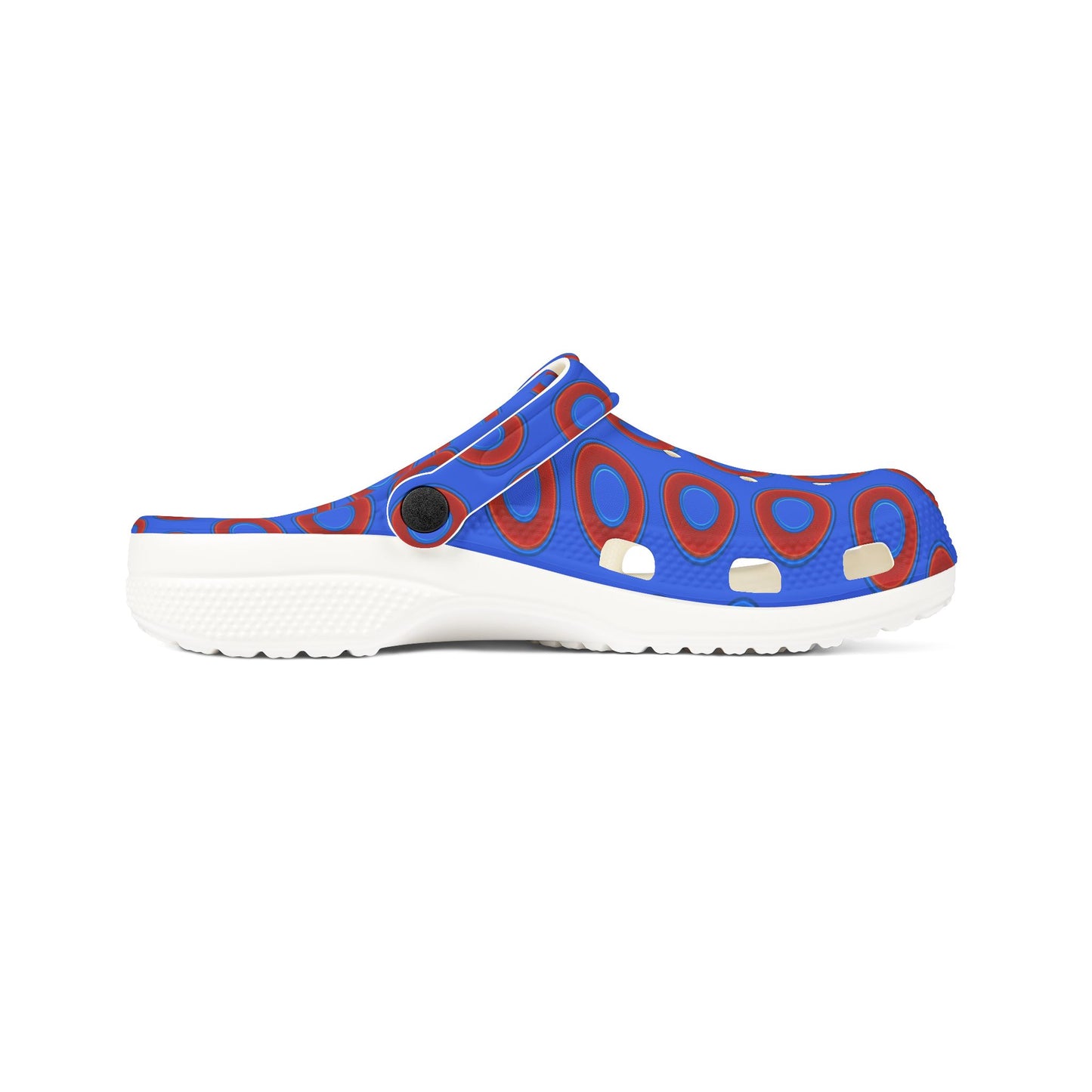 Spatchcocks - donut slip-on shoes - red rustic donuts w/royal blue background [unisex]