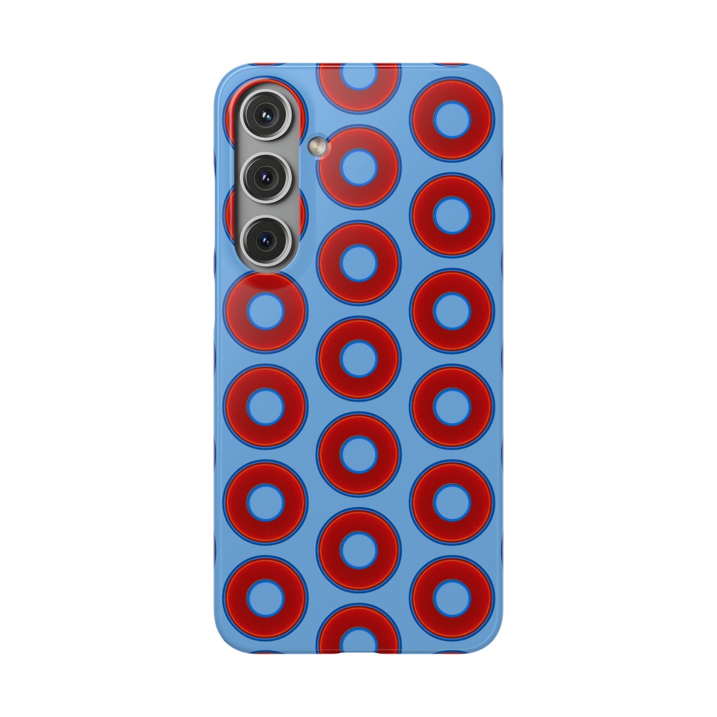 Lumpy Donut Snap Case - red vivid donut print w/light blue background