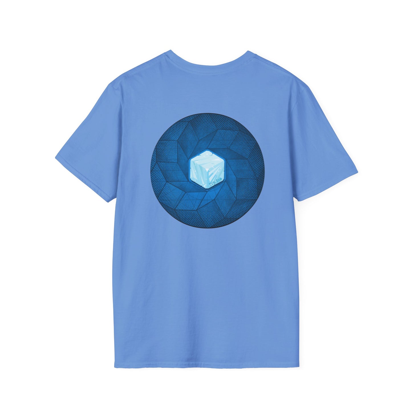 Coffee Traders Tee - Unisex Soft-Style - "Tasty Coffee" - paradoxical donut/cubed blue donut - variant 2 - logo front/It's Ice Cube's back