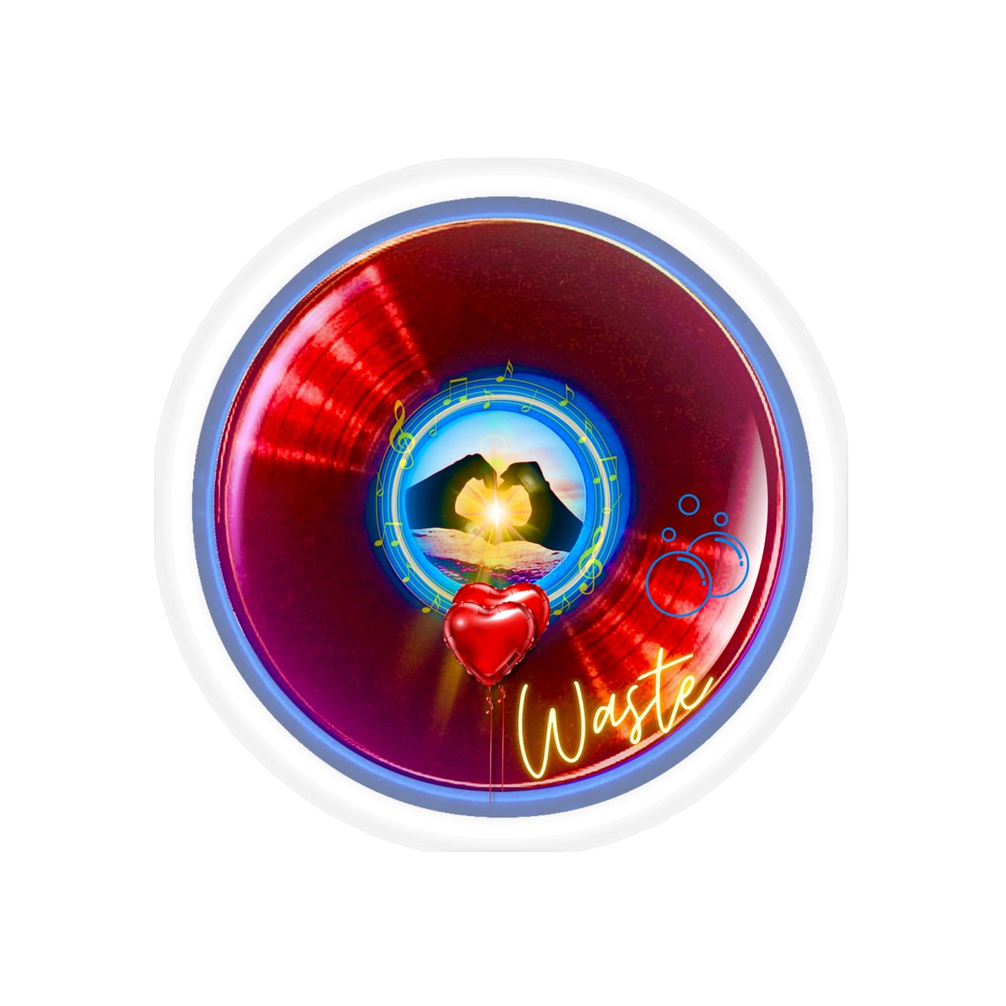 Donut Bumper/Outdoor Sticker - "A Waste of a Perfectly good Sticker" - variant 2 - red plain donut - [Die-Cut] 6"x 6"