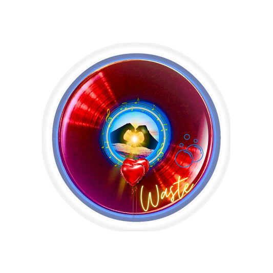 Donut Bumper/Outdoor Sticker - "A Waste of a Perfectly good Sticker" - variant 2 - red plain donut - [Die-Cut] 6"x 6"