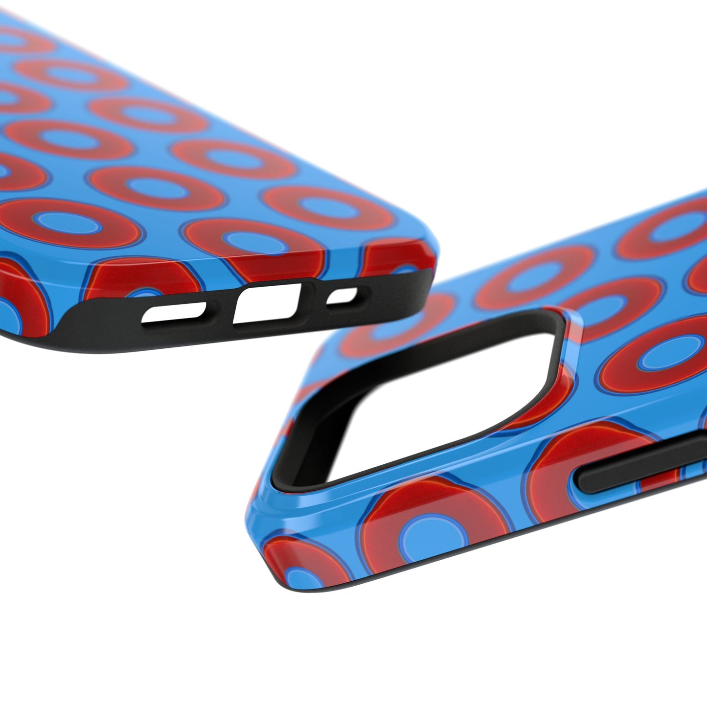 Impact-Resistant Lumpy Donut Case - red vivid donut print w/sky royal blue background