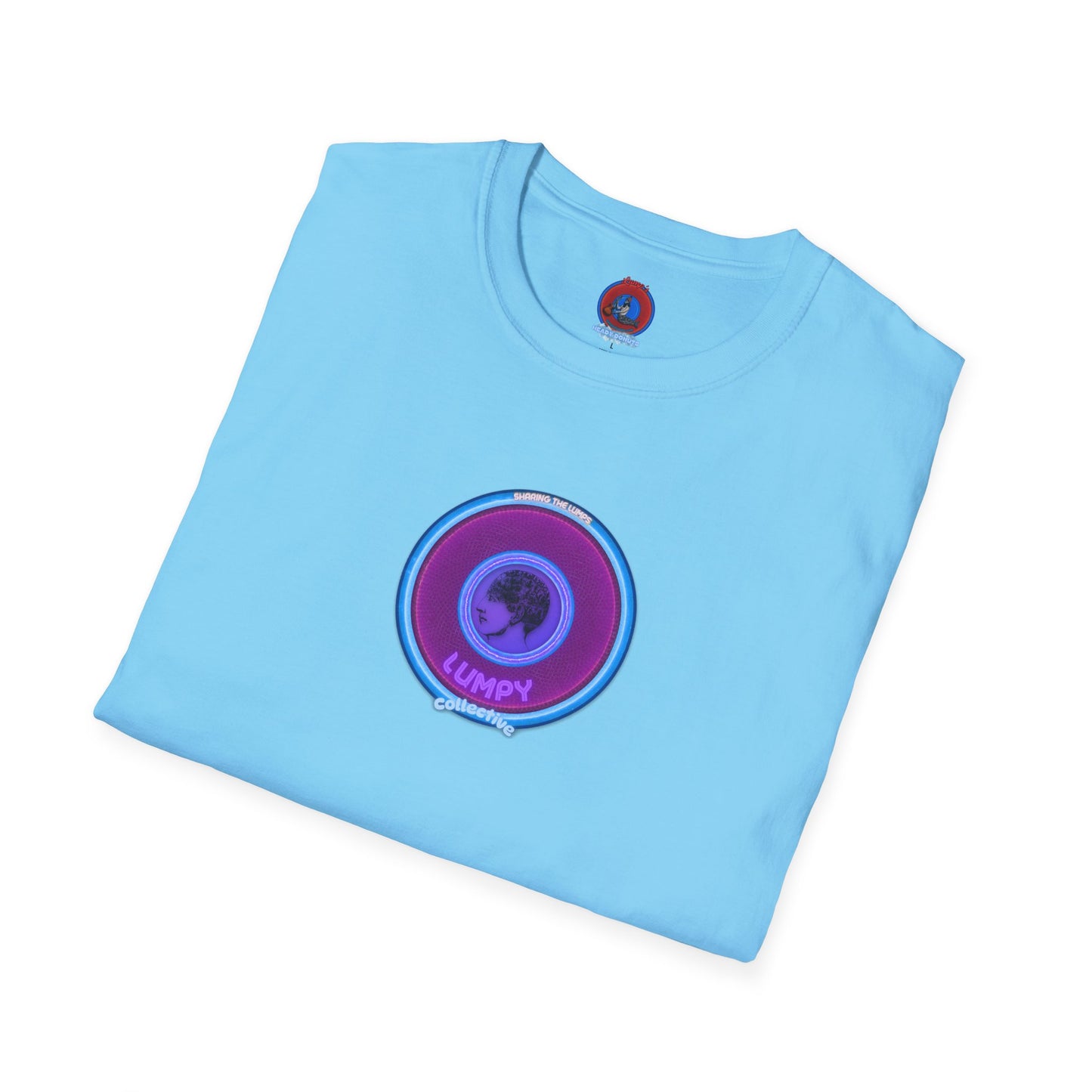 Classic Donut Tee - Unisex Soft-Style - "Lumpy Collective Donut" - rustic purple/light blue lumpy donut - variant 2