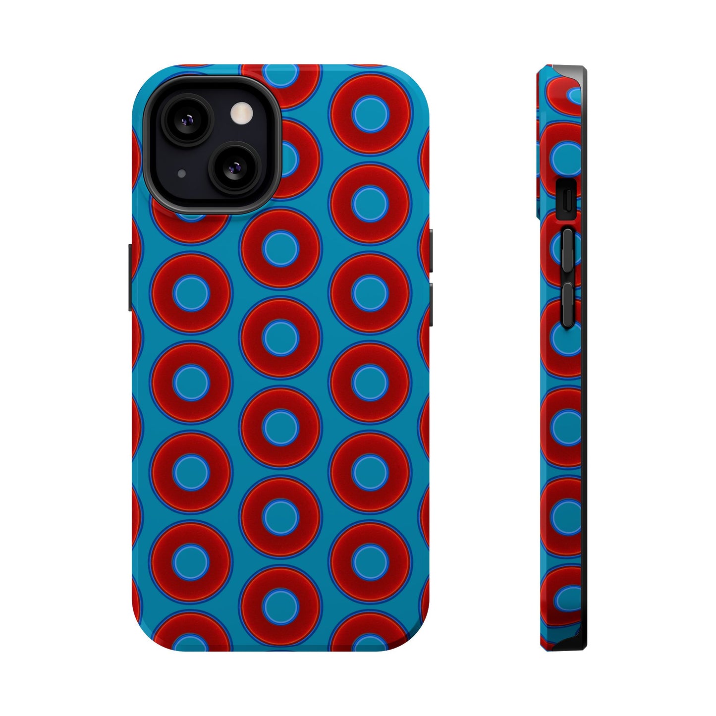 Magnetic Tough Donut Case - red vivid donut print w/aquamarine blue background