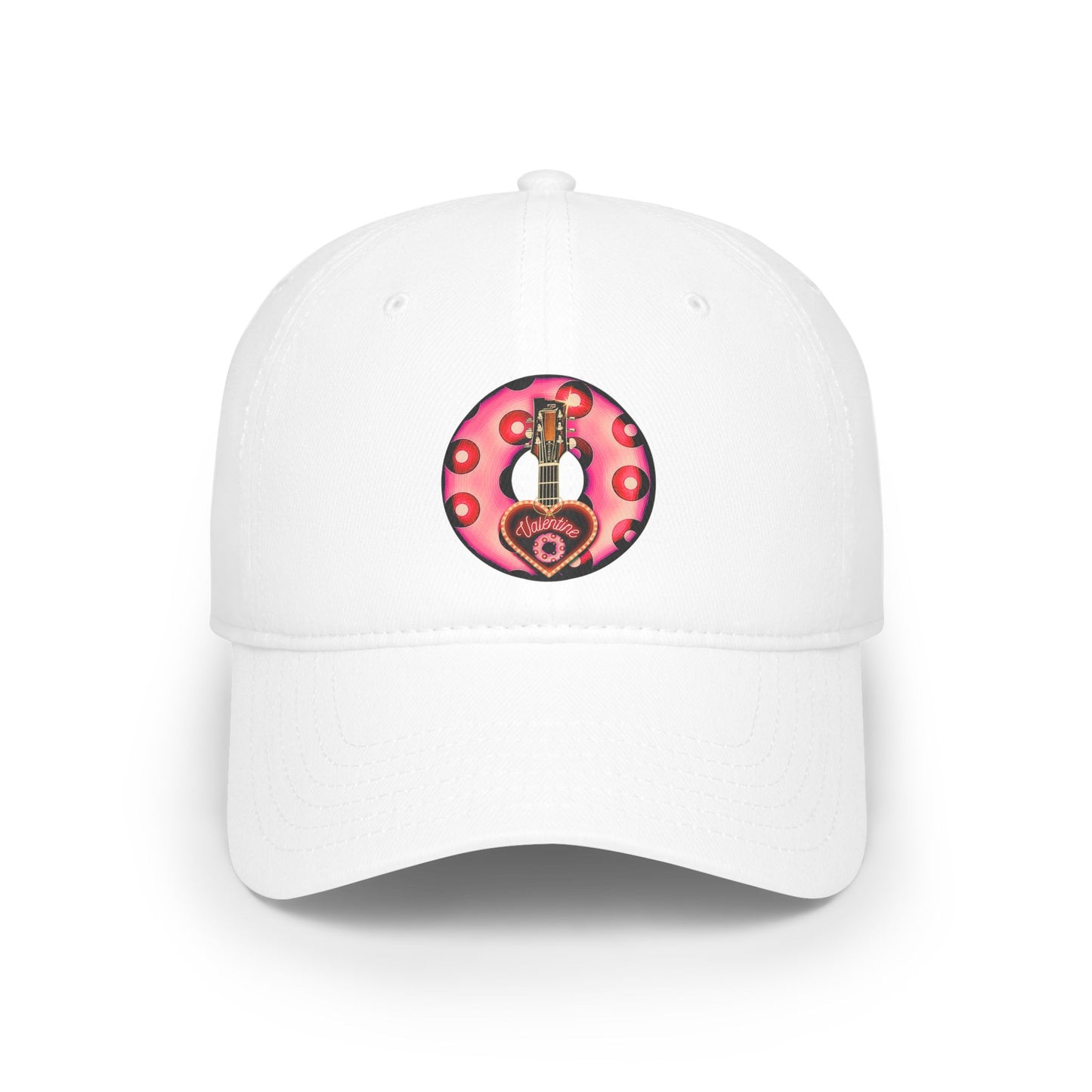 Lumpy Donut Baseball Cap - "Would You Be My Donut?" - paradoxical hot pink/red blimpy donut w/ - variant 1