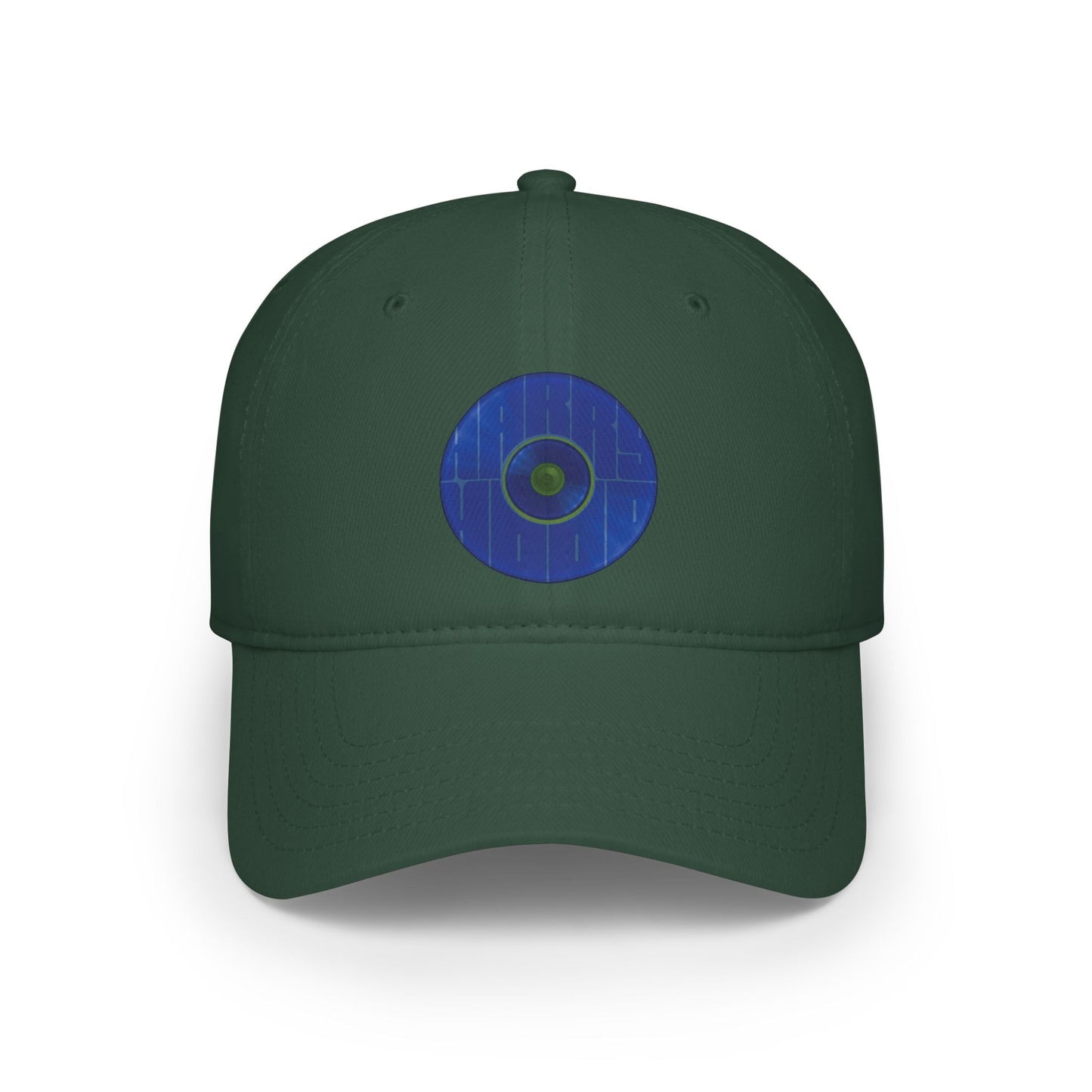 Lumpy Donut Baseball Cap - "Harry Hoodlum Donut Cap" - variant 5 - vivid dark blue donut w/words