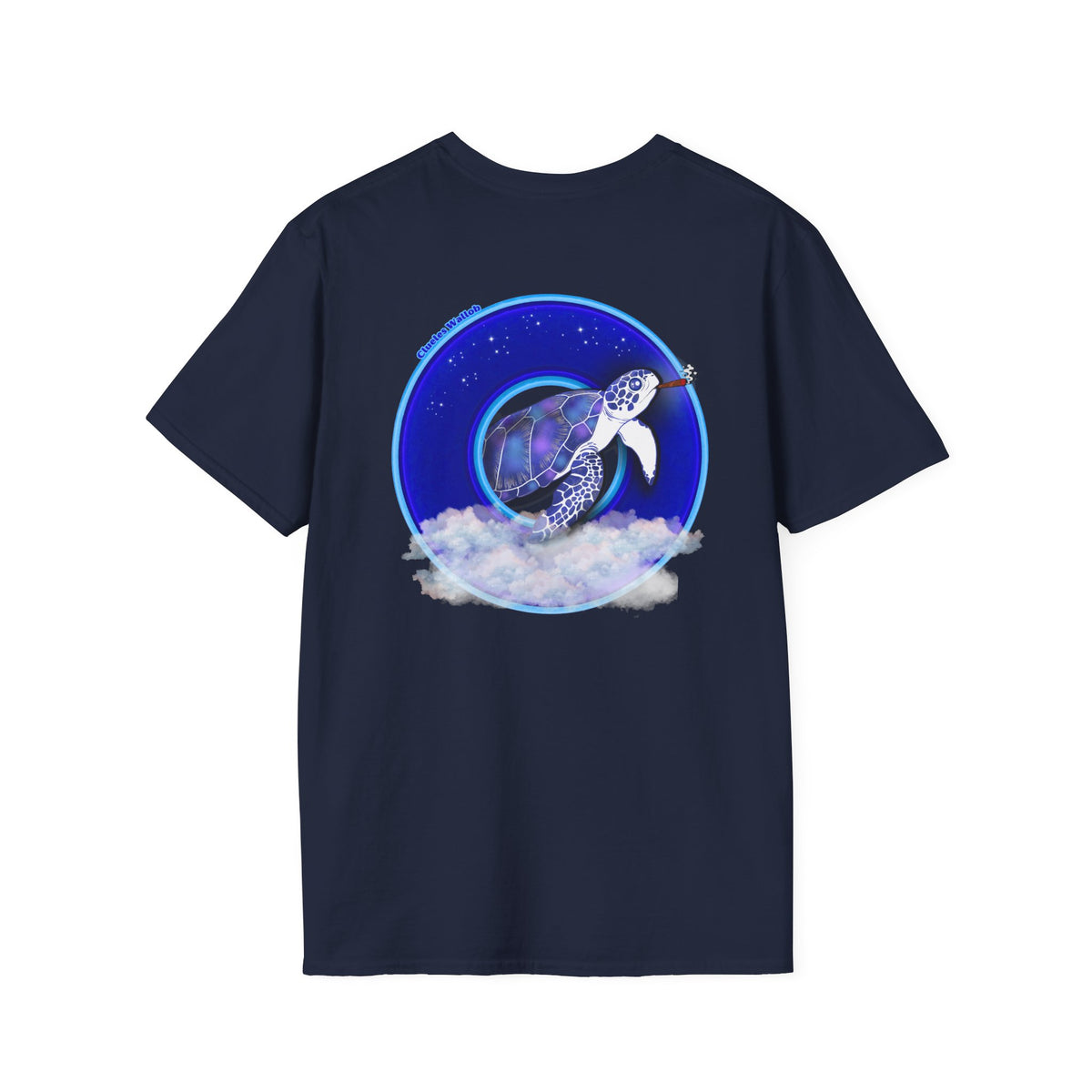 Classic Donut Tee - Unisex Soft-Style - "Clueless Wallob's Donuts" - vivid blue sky donut