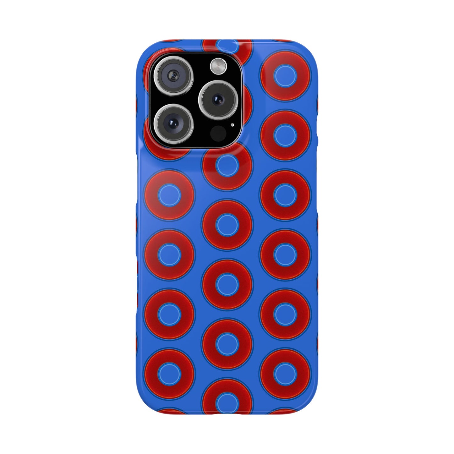 Lumpy Donut Snap Case - red vivid donut print w/medium royal blue background