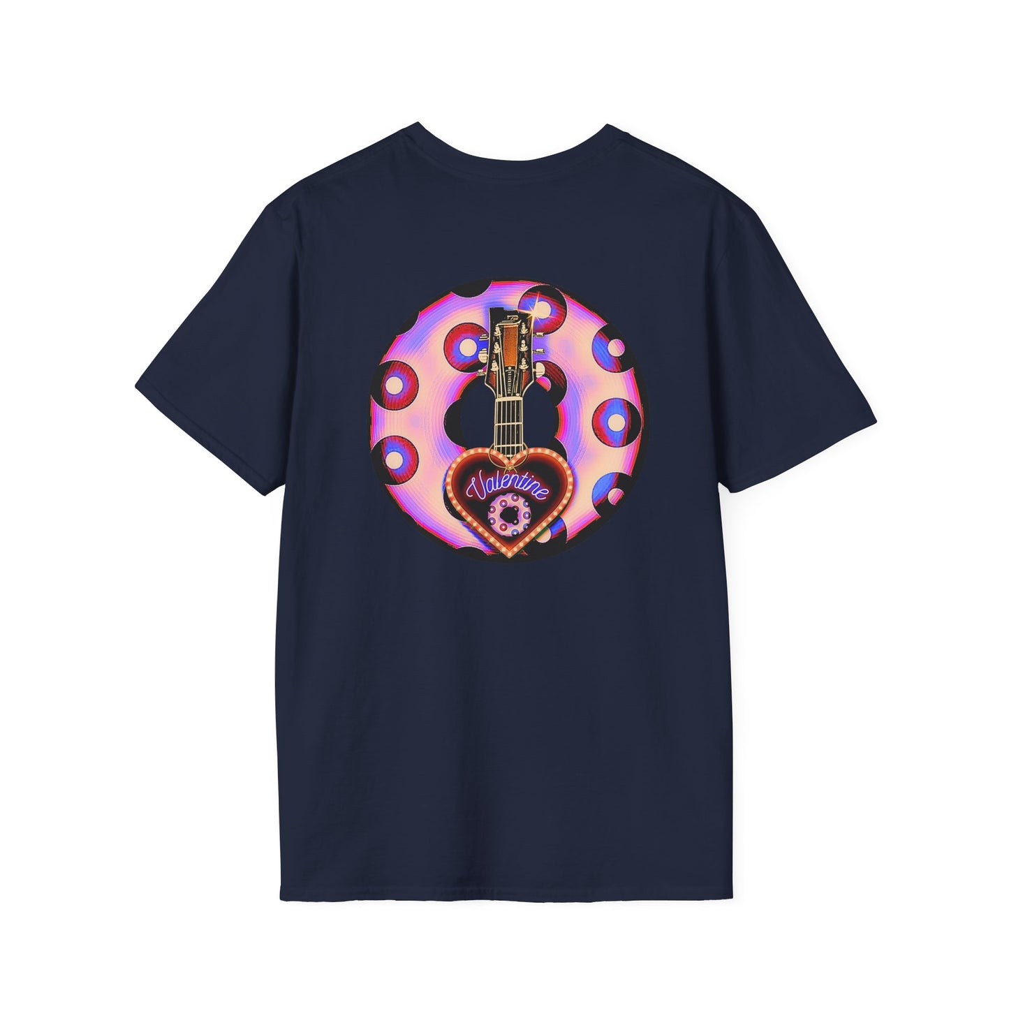 Classic Donut Tee - Unisex Soft-Style - "Would You Be My Donut?" - paradoxical faded purple/red donut - variant 3