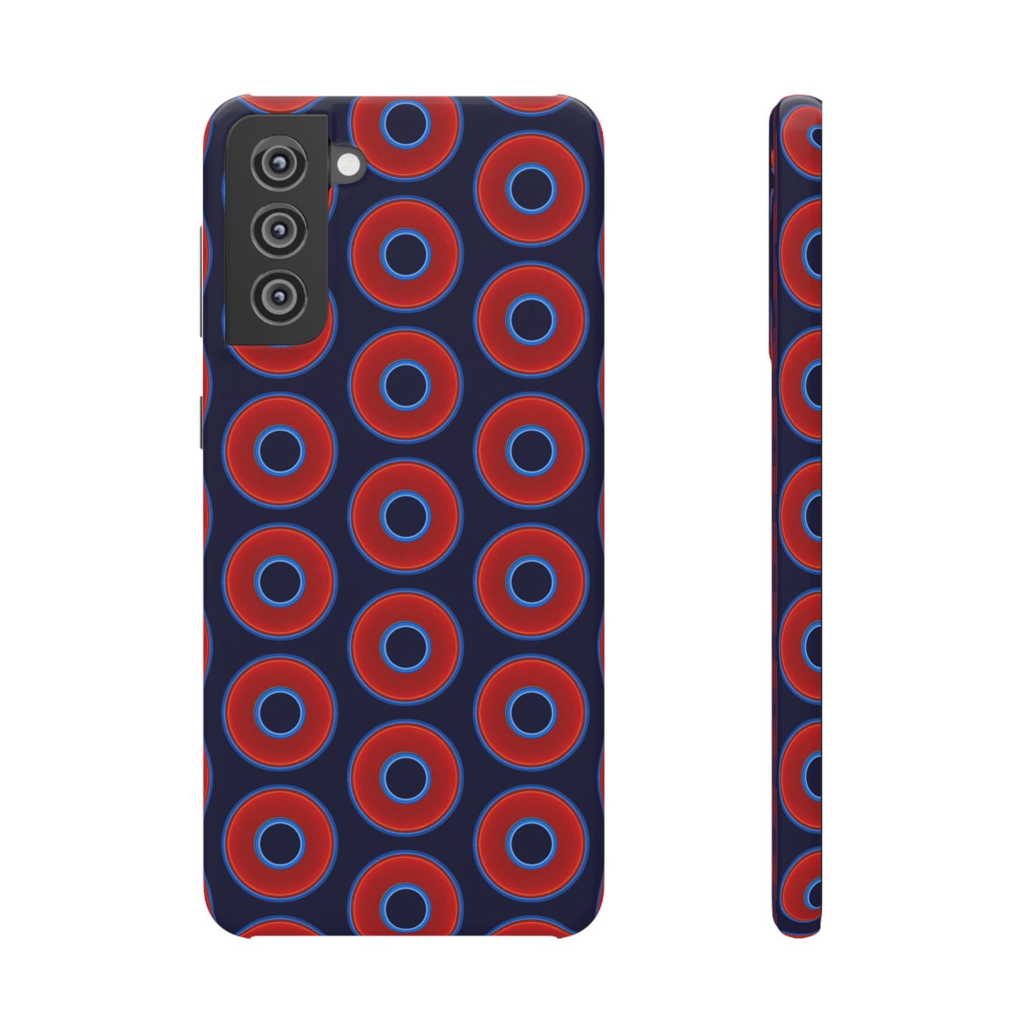 Lumpy Donut Snap Case - red vivid donut print w/midnight blue background
