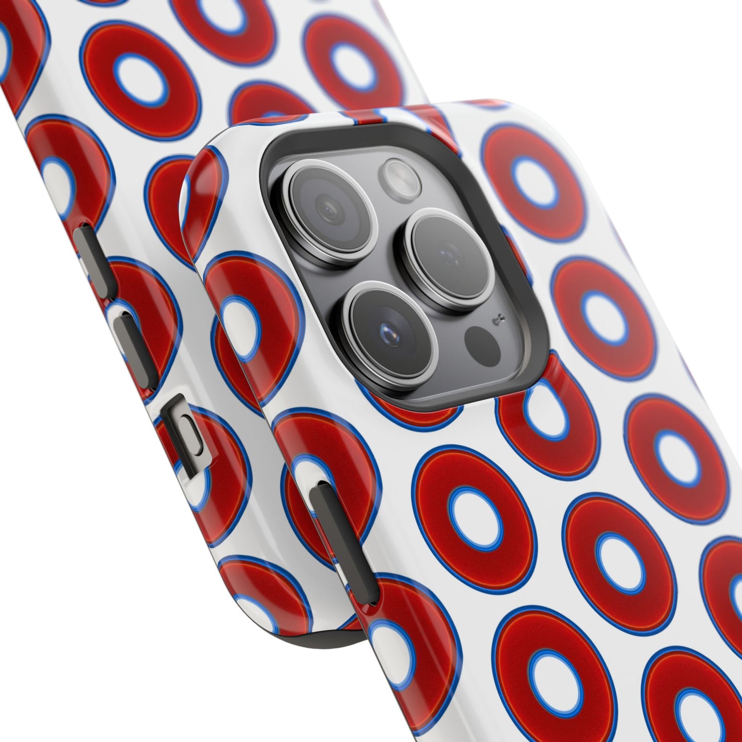 Impact-Resistant Lumpy Donut Case - red vivid donut print w/white background