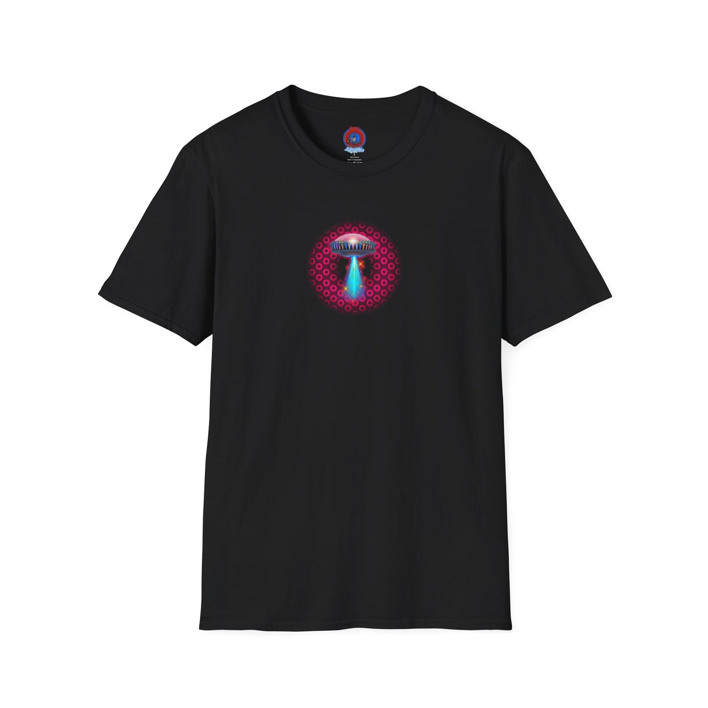 Classic Donut Tee - Unisex Soft-Style - "Donuts now Served on the Mothership" - series 1.0  - variant 2  - red/red paradoxical donut