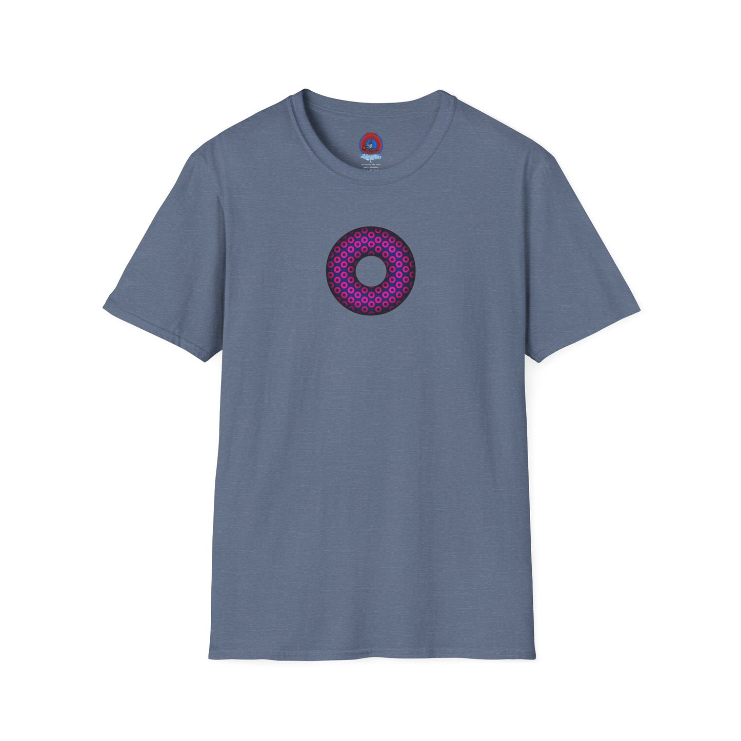 Plain Donuts/Unisex Soft-Style - "Plain Paradoxical Grided Donuts" - light magenta/dark blue donuts