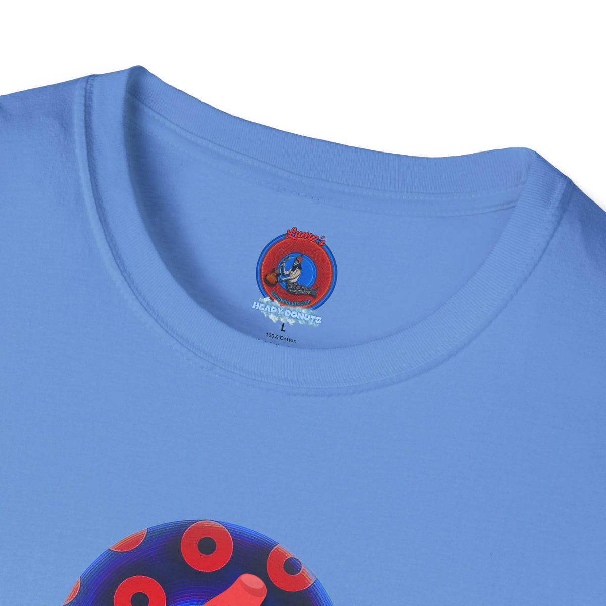 Classic Donut Tee - Unisex Soft-Style - "Blow this Popsicle Stand" - blue/red paradox bomb pop donut - variant 1