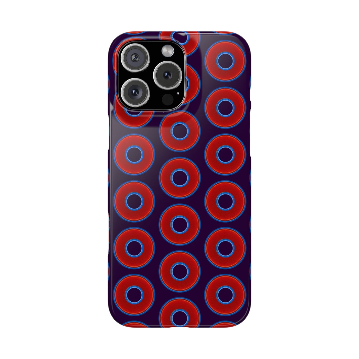 Lumpy Donut Snap Case - red vivid donut print w/midnight purple background